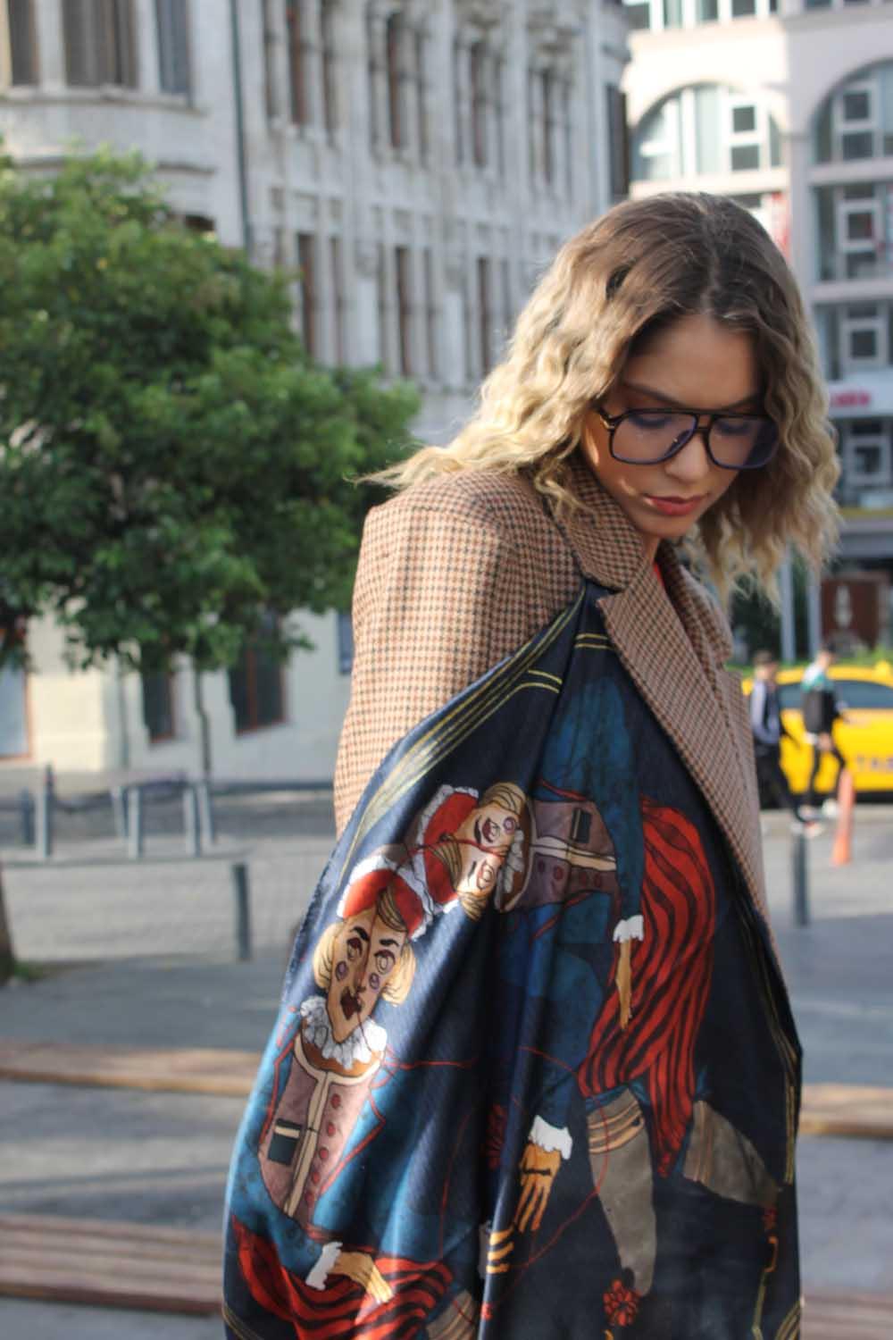 Ruksstore-Gentlamen İpek İllüstrasyon Eşarp Fular-Şal & Fular-2-Milagron.com