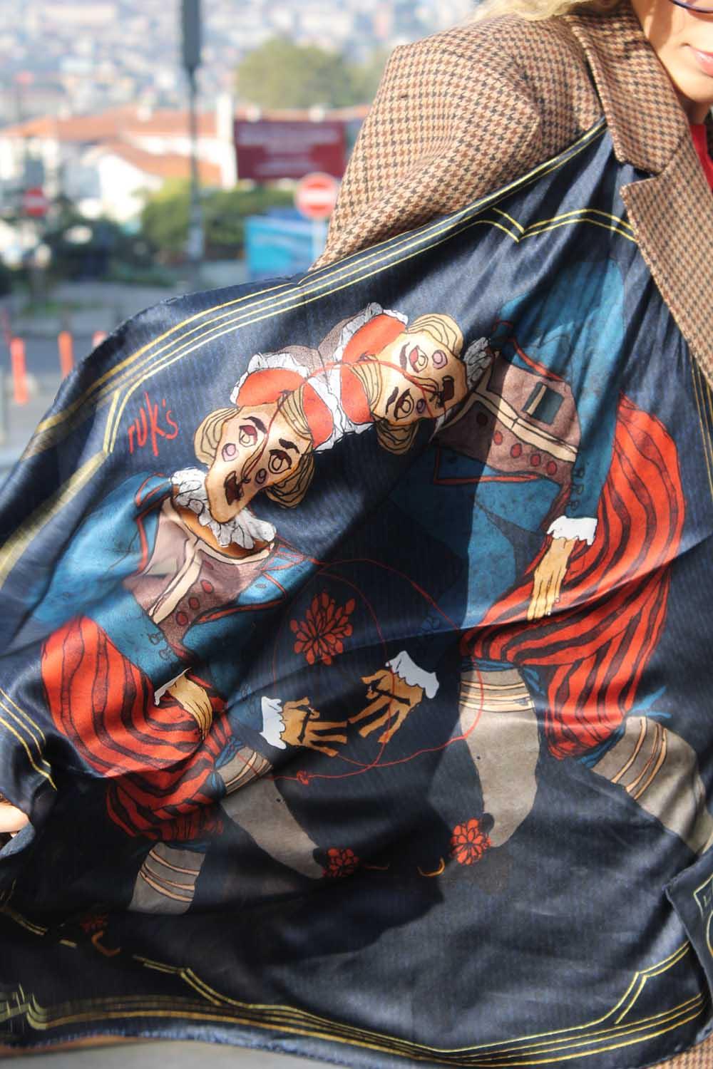 Ruksstore-Gentlamen İpek İllüstrasyon Eşarp Fular-Şal & Fular-5-Milagron.com