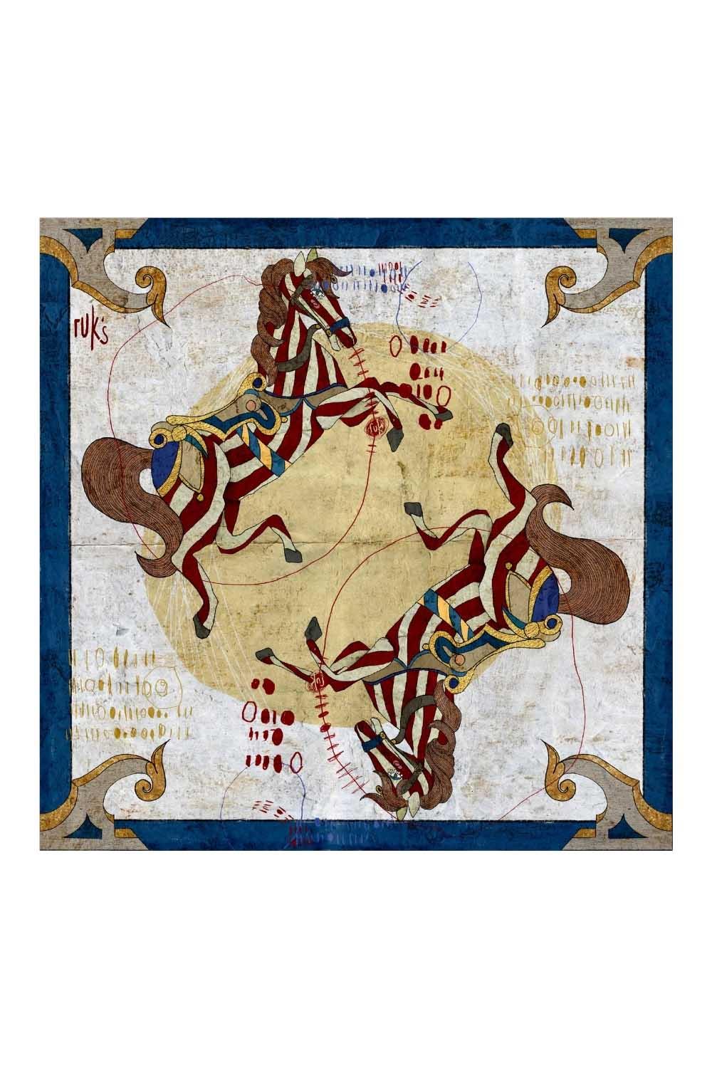 Ruksstore-Horse İpek İllüstrasyon Eşarp Fular-Şal & Fular-1-Milagron.com