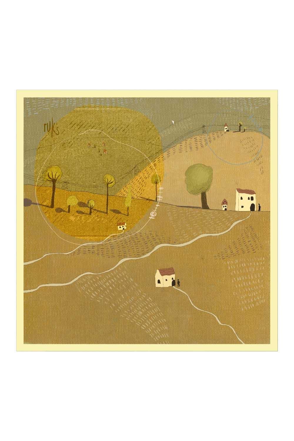 Ruksstore-Village İpek İllüstrasyon Eşarp Fular-Şal & Fular-1-Milagron.com