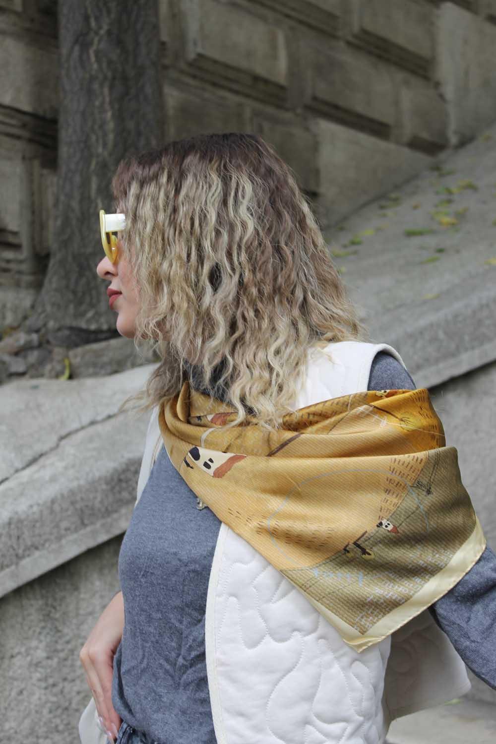 Ruksstore-Village İpek İllüstrasyon Eşarp Fular-Şal & Fular-2-Milagron.com