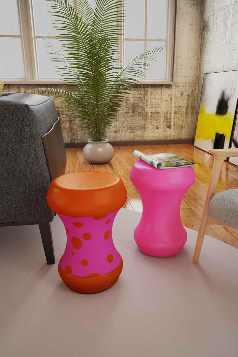 Sodd Design-Boom Bom Sehpa Pembe-Turuncu Puantiye-Sehpa-2-Milagron.com