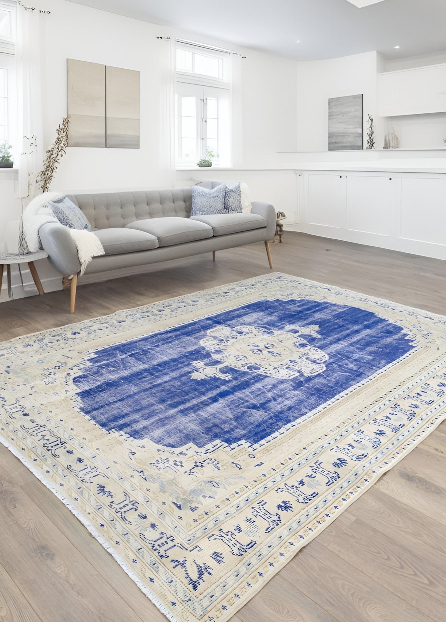 Soho Antiq-Asifa Madalyon Desenli El Dokuma Vintage Halı 220x304-Halı-2-Milagron.com