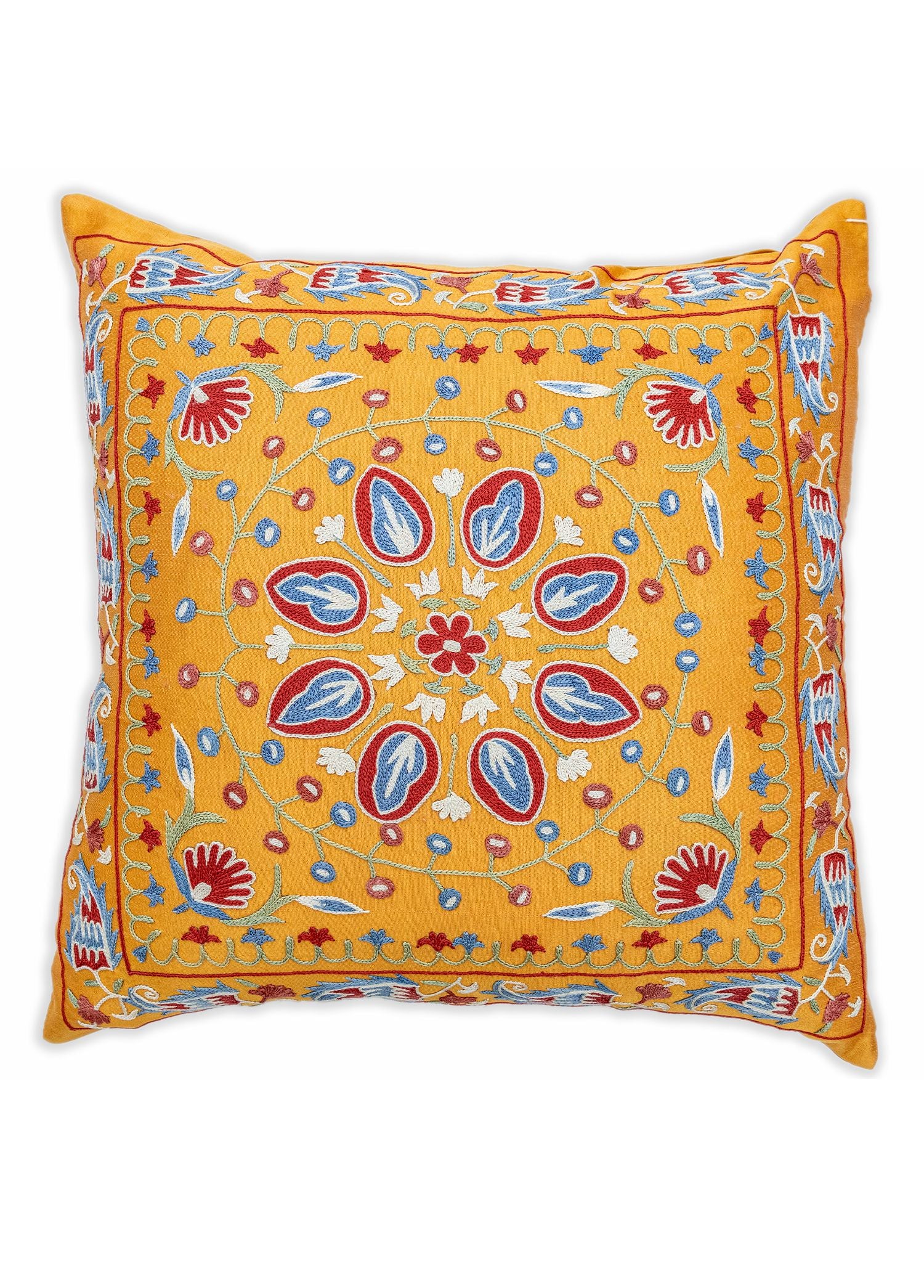 Soho Antiq-Belek çiçek Desenli Suzani Kırlent 50x50 Cm-Yastık-1-Milagron.com