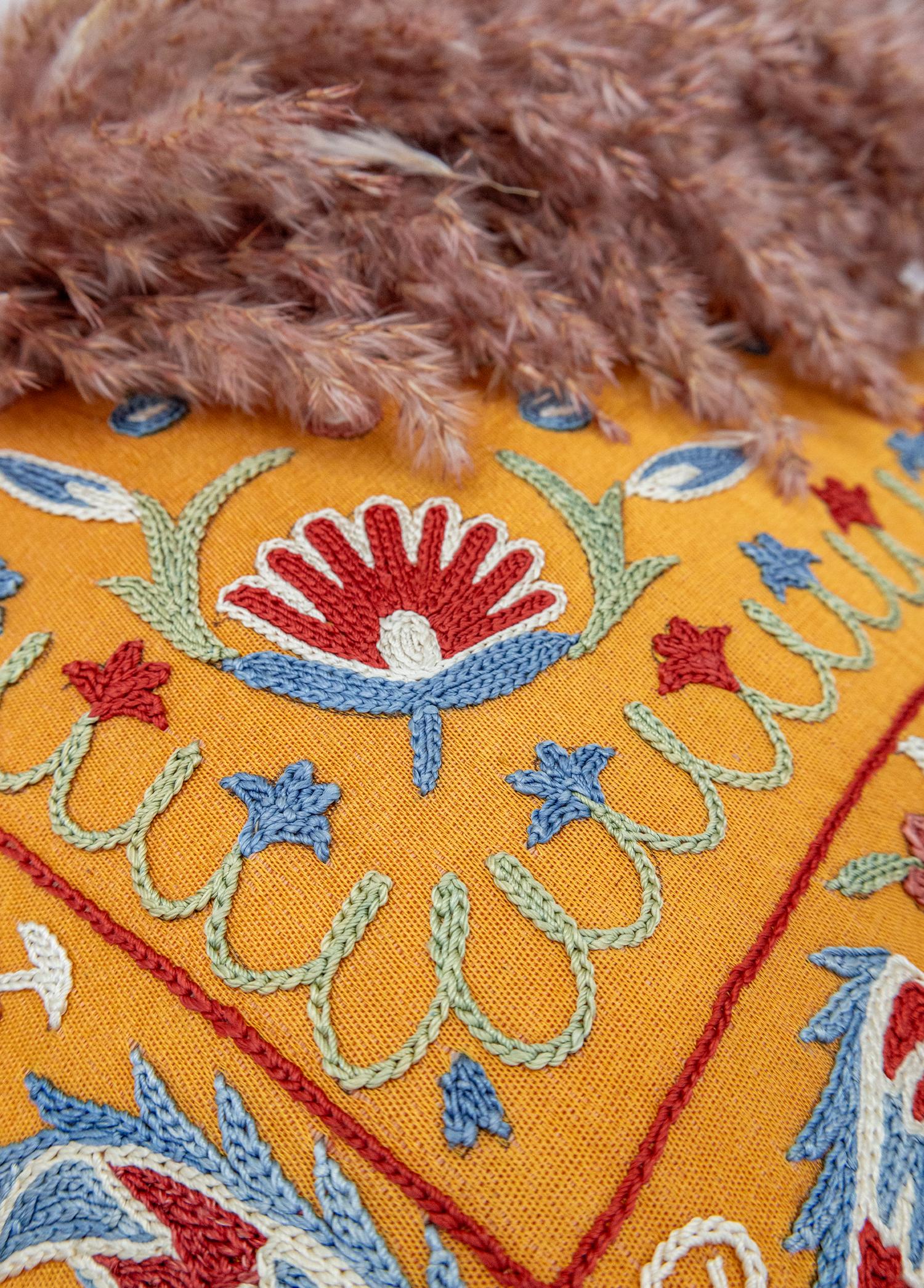 Soho Antiq-Belek çiçek Desenli Suzani Kırlent 50x50 Cm-Yastık-4-Milagron.com