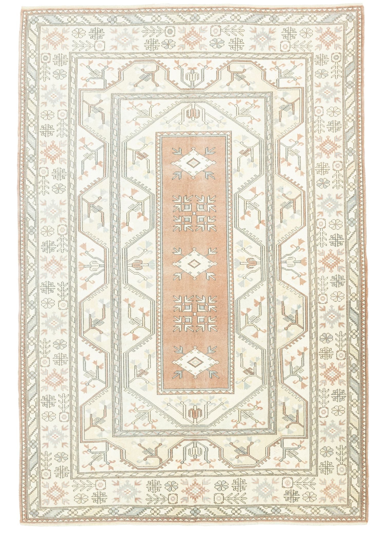 Soho Antiq-Beytus El Dokuma Krem Milas Halısı 199x294 Cm-Halı-1-Milagron.com