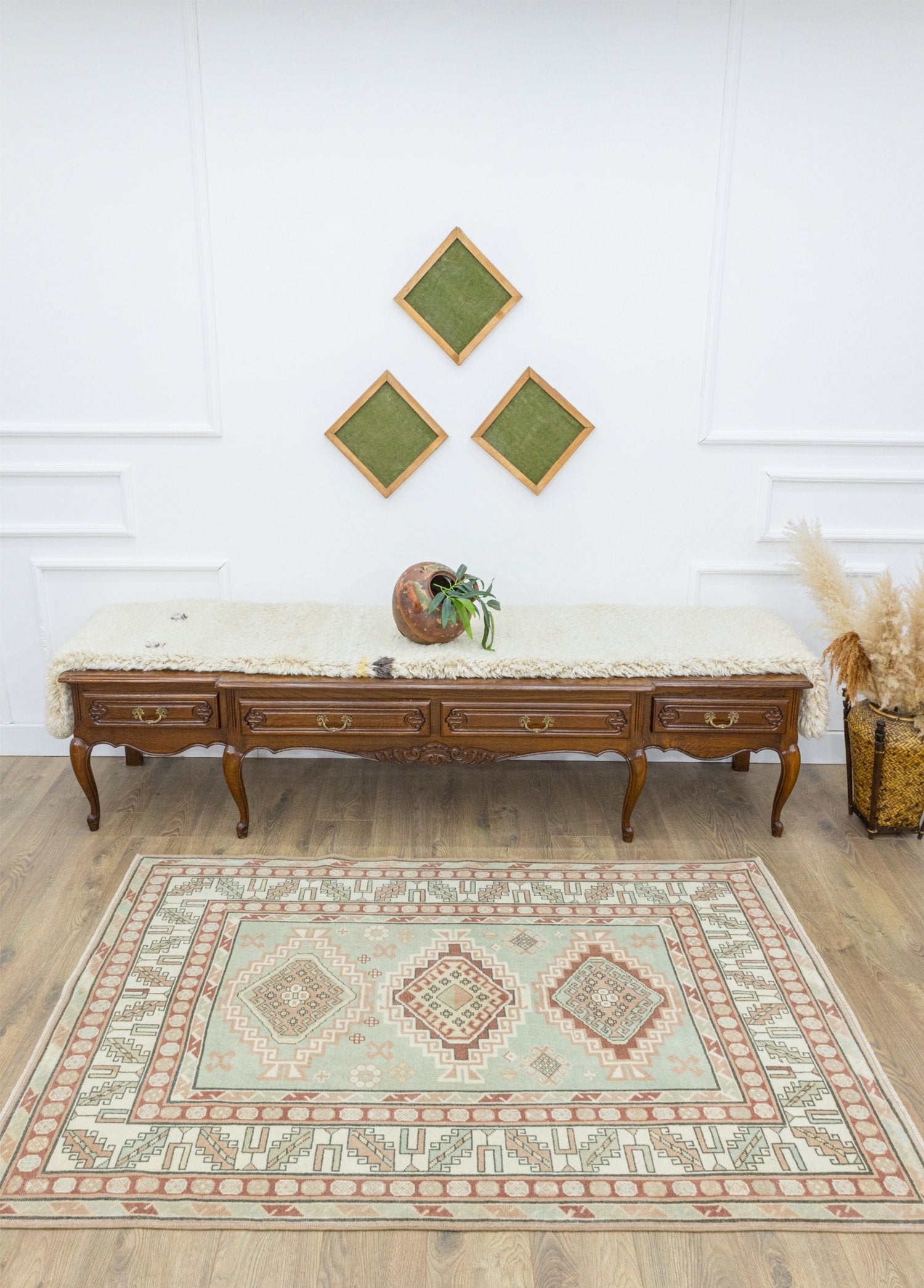 Soho Antiq-Cilo Geometrik Desenli El Dokuma Yün Halı 130x192 Cm-Halı-2-Milagron.com