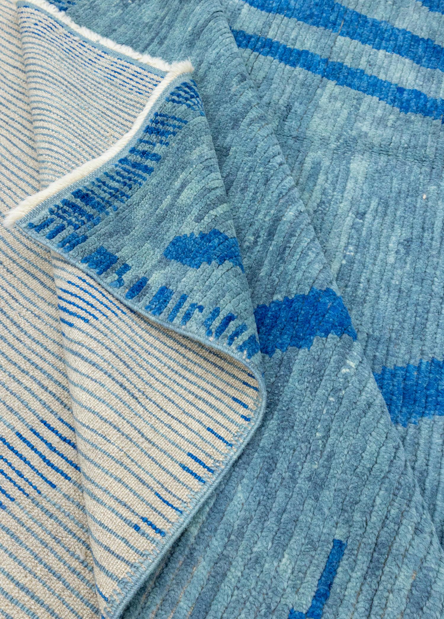 Soho Antiq-Faralya Mavi Figürlü Tülü El Dokuma Yün Halı 278x443 Cm-Halı-6-Milagron.com