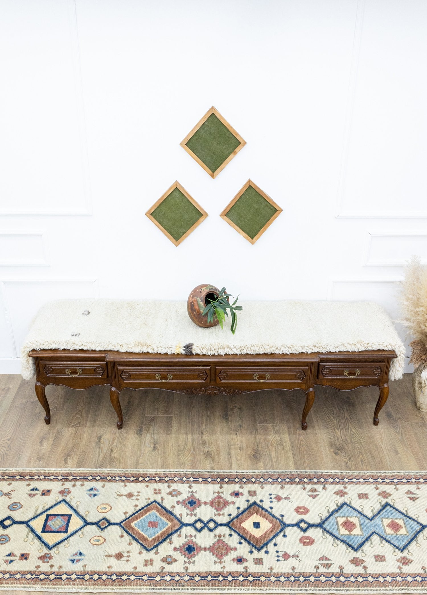 Soho Antiq-Girelli Geometrik Desenli El Dokuma Yün Yolluk 76x378 Cm-Halı-2-Milagron.com