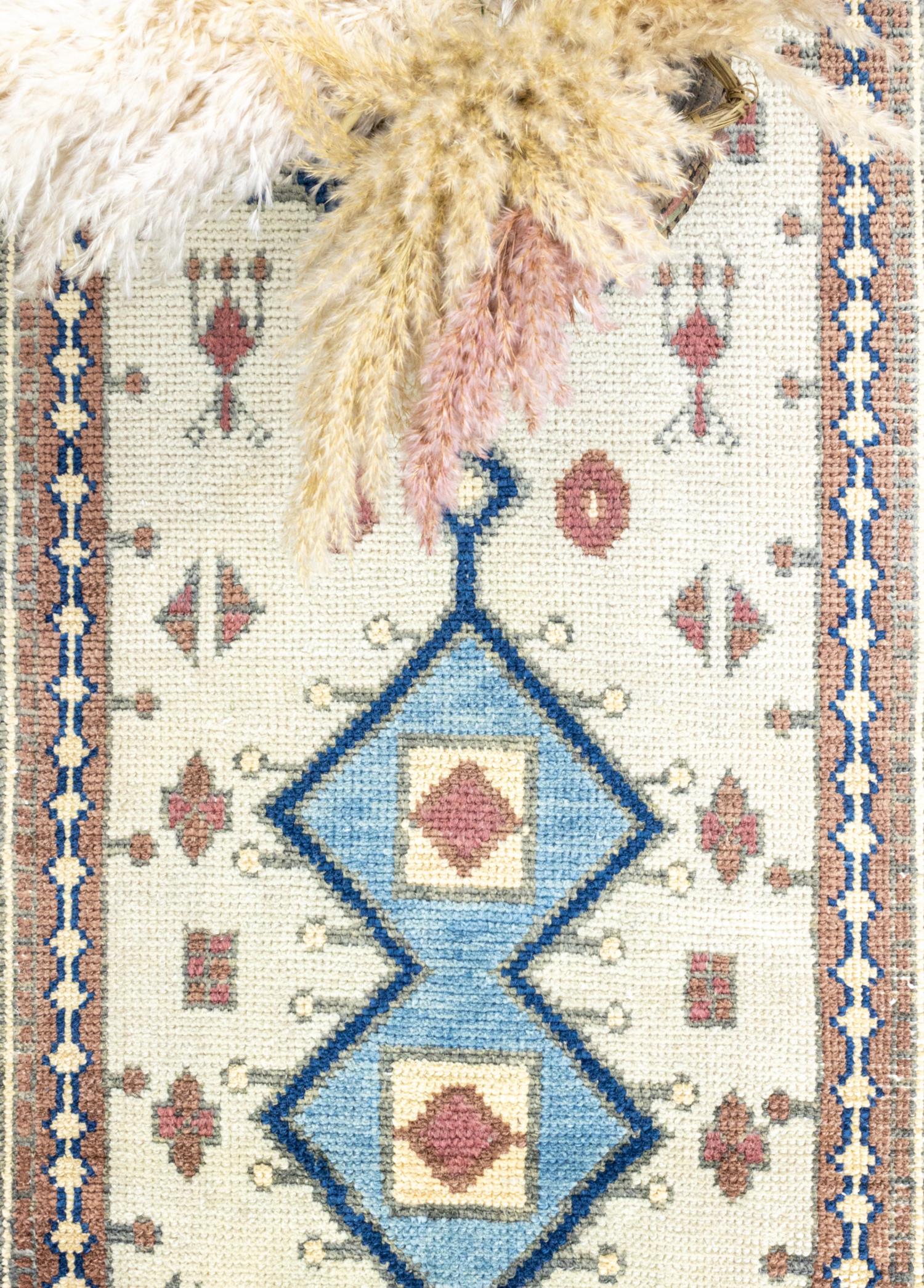 Soho Antiq-Girelli Geometrik Desenli El Dokuma Yün Yolluk 76x378 Cm-Halı-4-Milagron.com