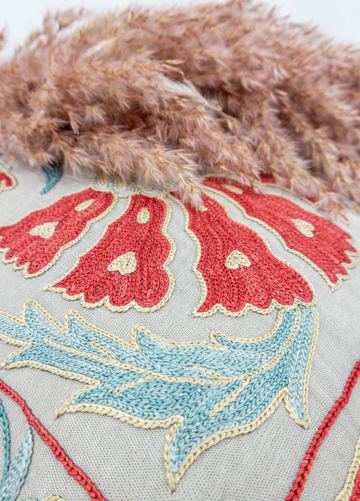 Soho Antiq-Haver Dekoratif İpek Suzani Kırlent 50x50 Cm-Yastık-4-Milagron.com