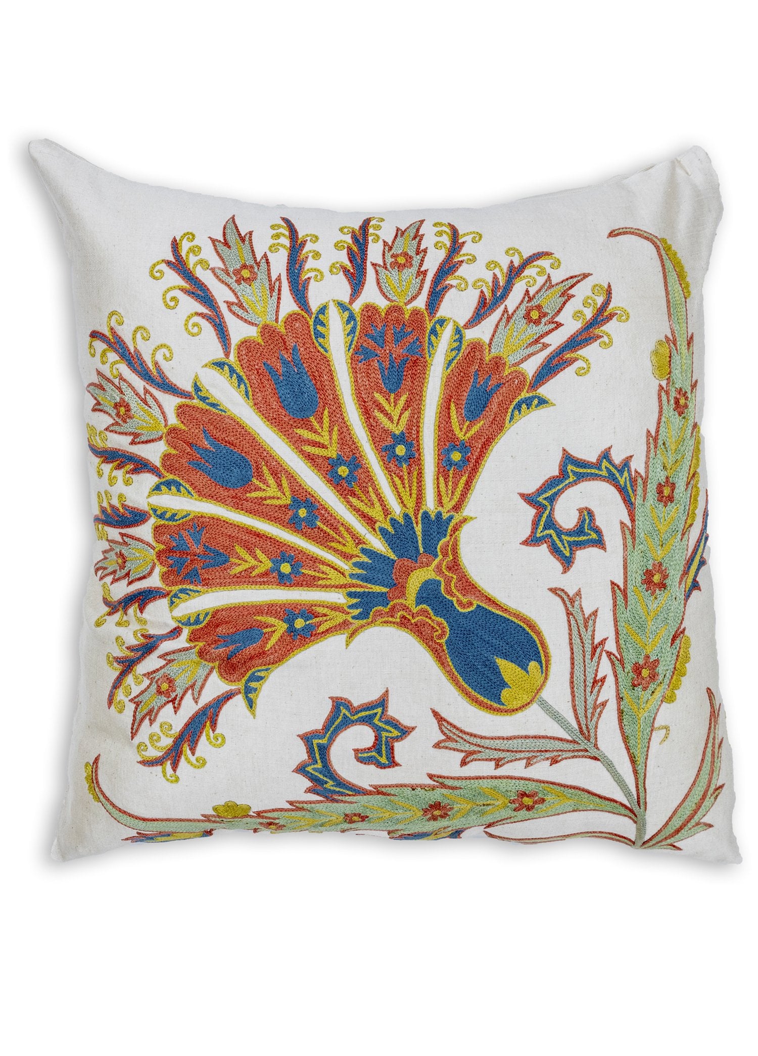 Soho Antiq-Hezaren Floral Desenli Suzani Kırlent 50x50 Cm-Yastık-1-Milagron.com