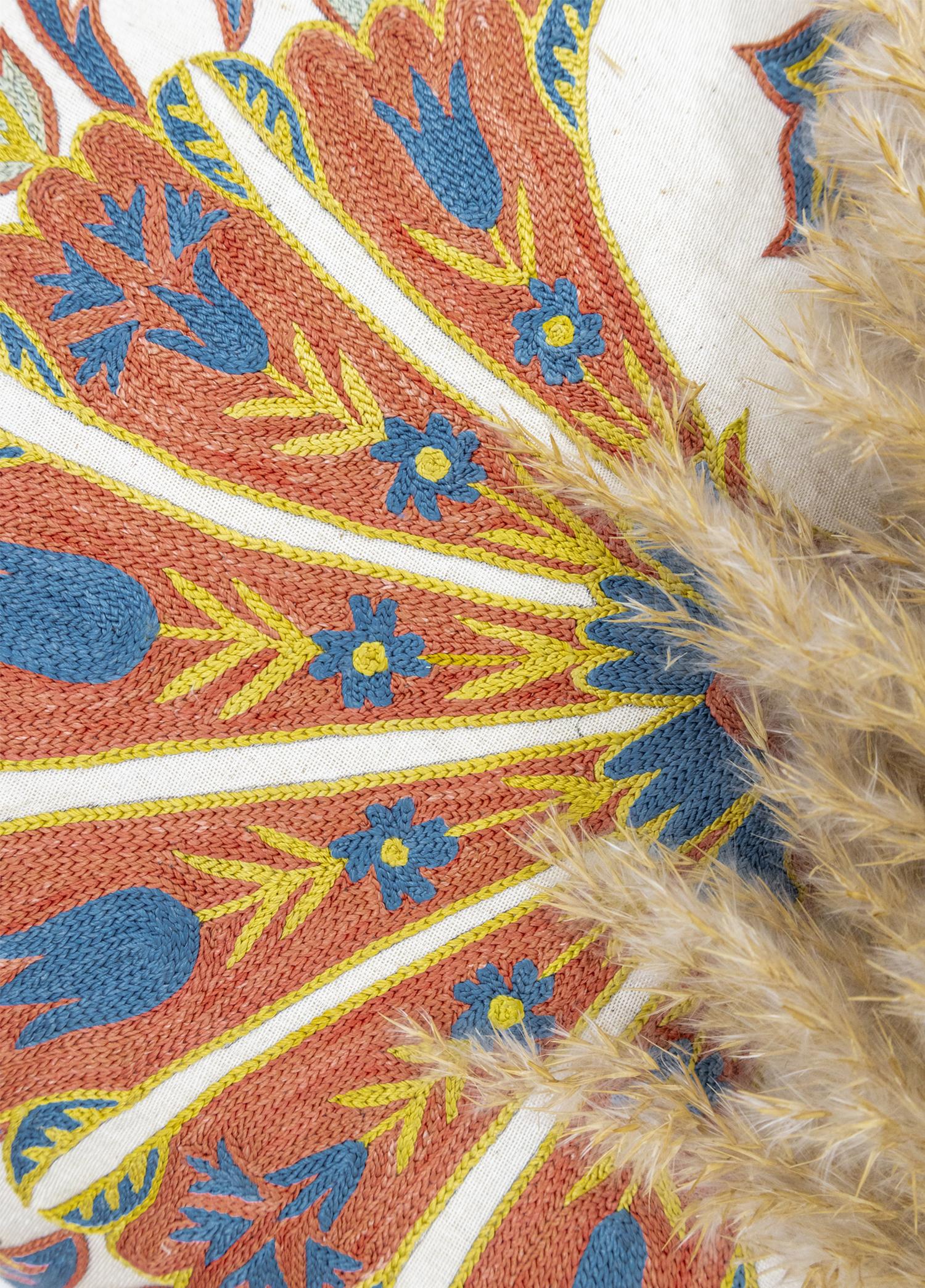 Soho Antiq-Hezaren Floral Desenli Suzani Kırlent 50x50 Cm-Yastık-3-Milagron.com