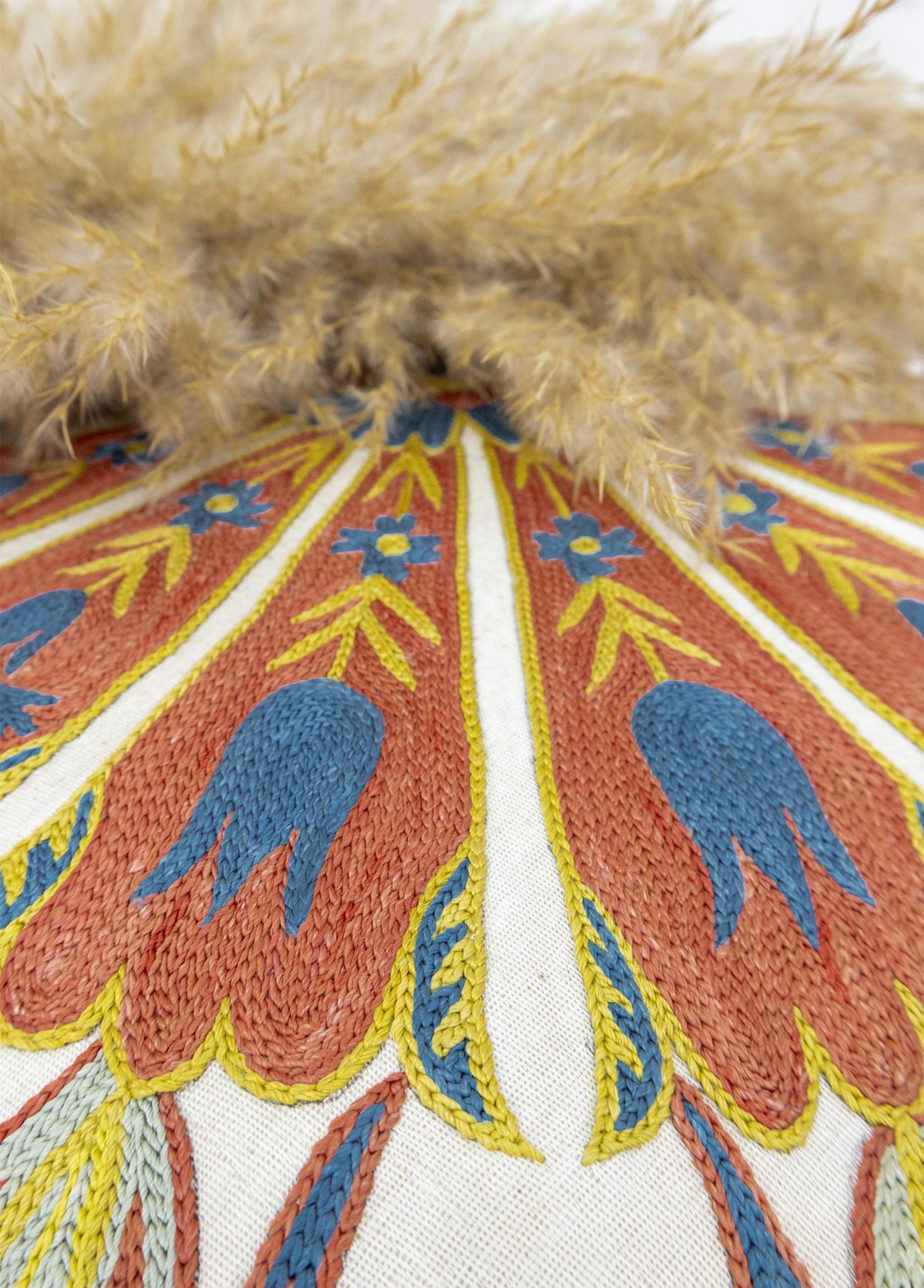 Soho Antiq-Hezaren Floral Desenli Suzani Kırlent 50x50 Cm-Yastık-4-Milagron.com