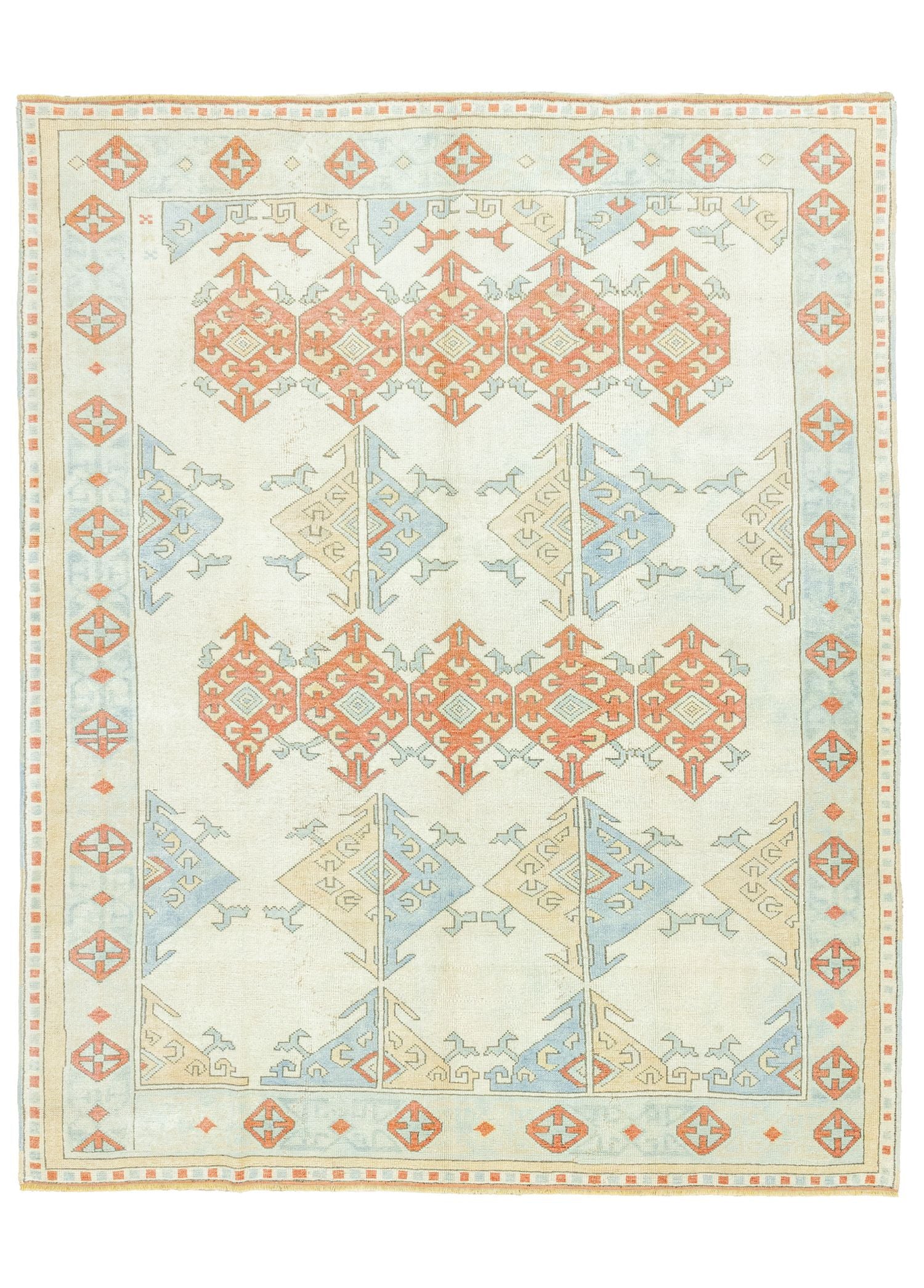 Soho Antiq-Karlık Geometrik Tasarımlı El Dokuma Halı 191x234 Cm-Halı-1-Milagron.com