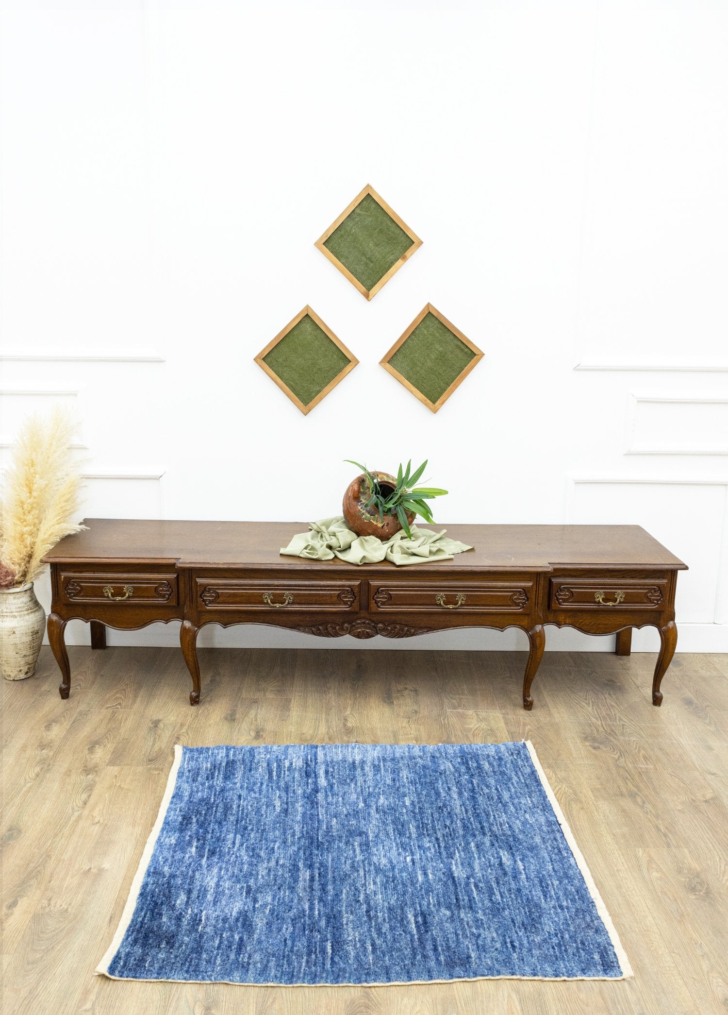 Soho Antiq-Kaunos El Dokuma Mavi Kendir Halı 104x114 Cm-Halı-2-Milagron.com