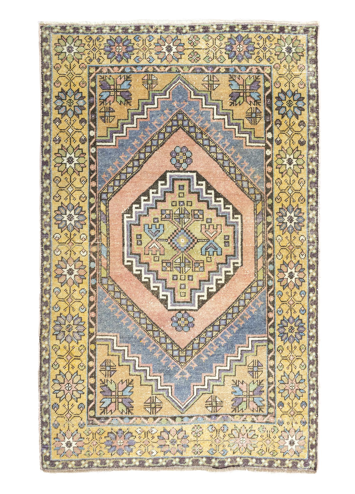 Soho Antiq-Kisre Geometrik Desenli El Dokuma Yün Halı 111x175 Cm-Halı-1-Milagron.com