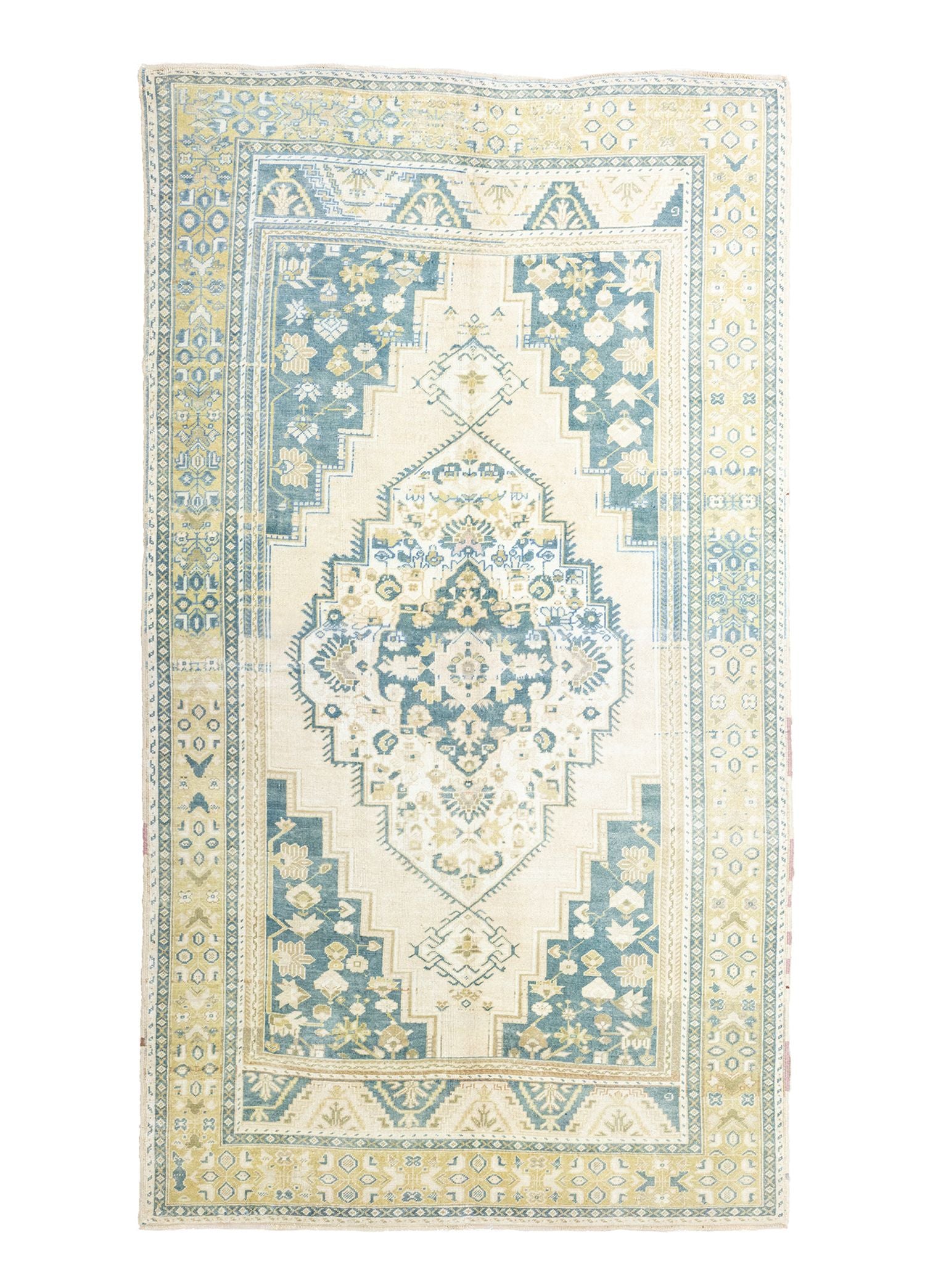 Soho Antiq-Larende Geometrik Madalyon Desenli El Dokuma Halı 190x337 Cm-Halı-1-Milagron.com