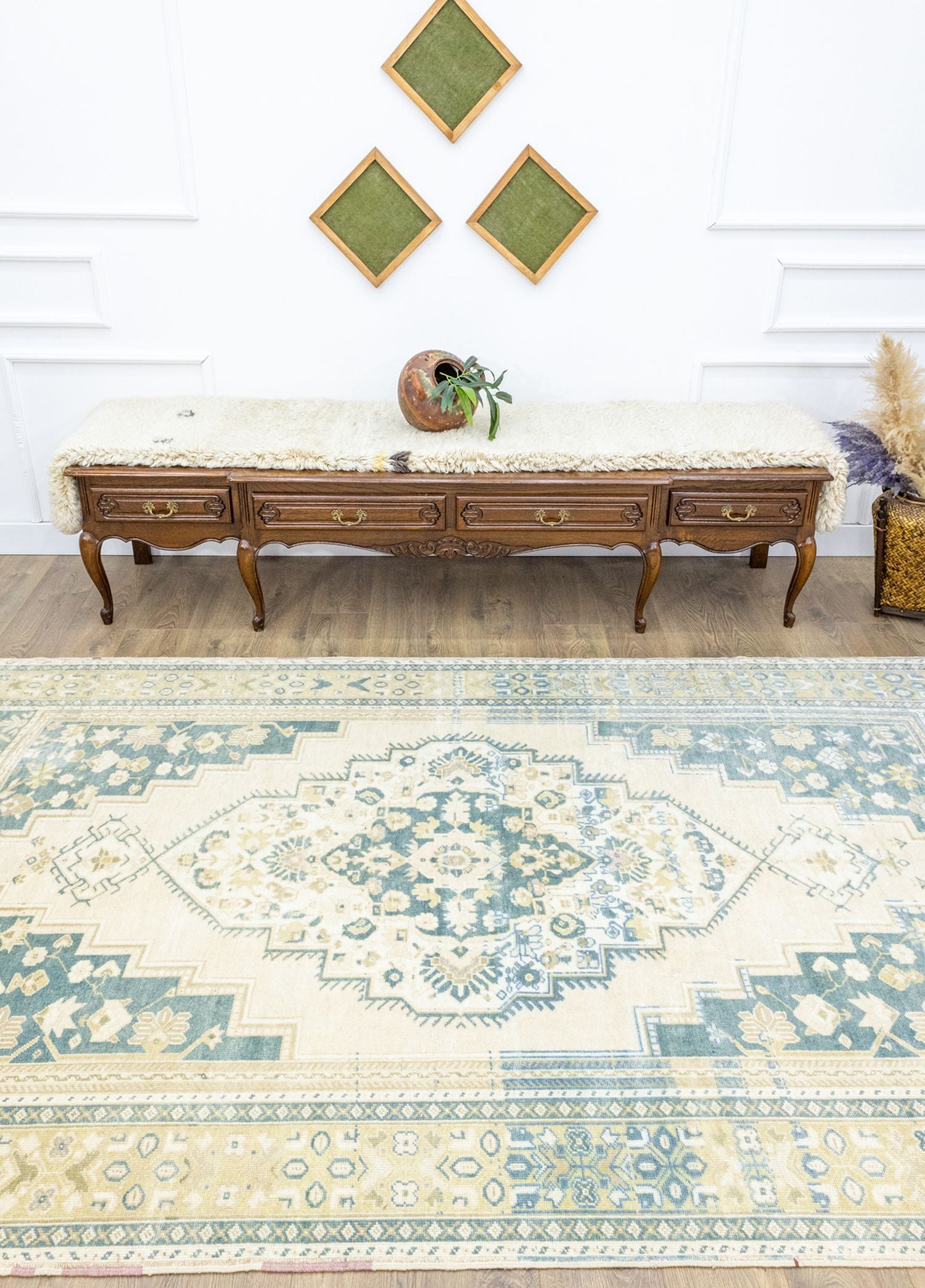 Soho Antiq-Larende Geometrik Madalyon Desenli El Dokuma Halı 190x337 Cm-Halı-2-Milagron.com