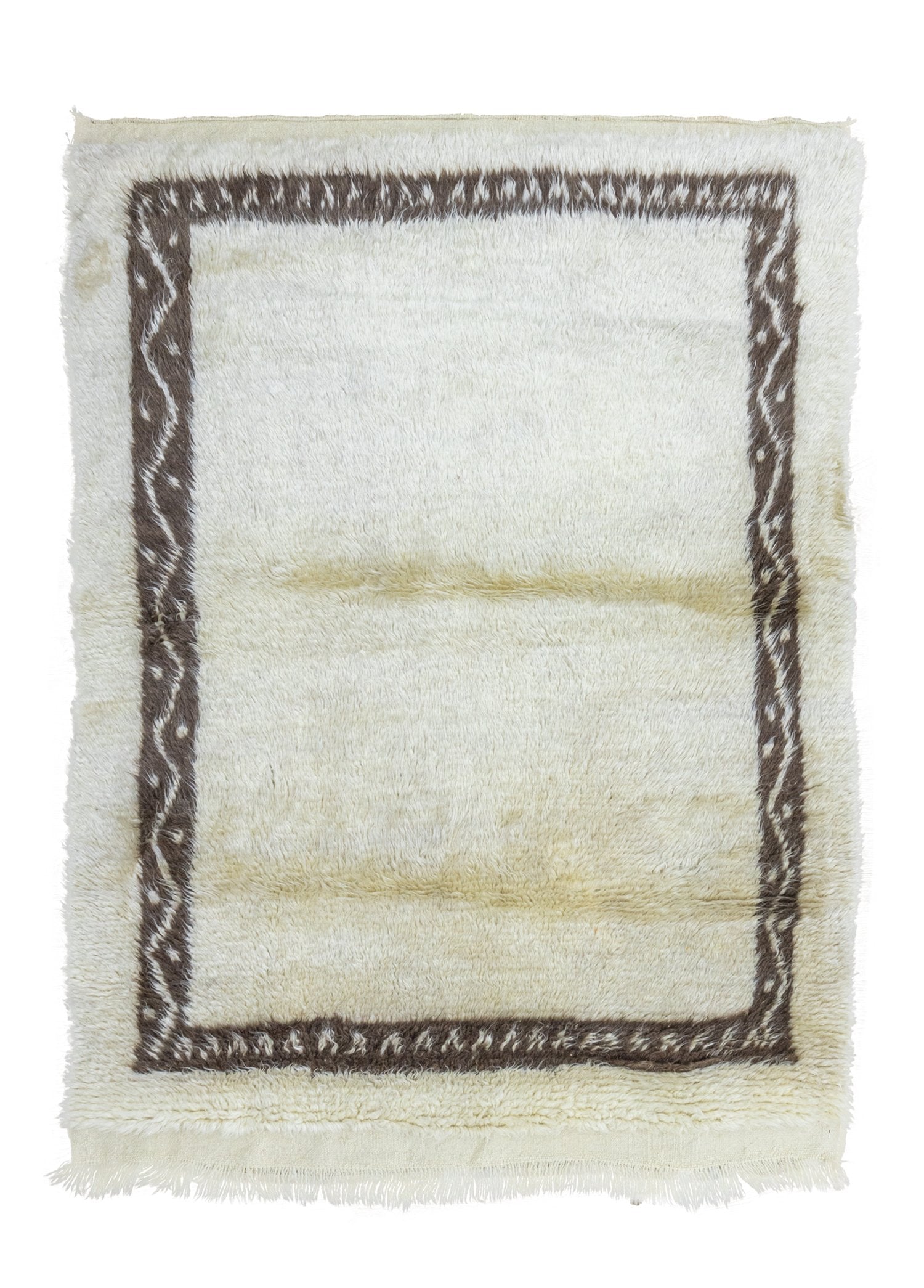 Soho Antiq-Mayar Bordürlü Natural Shaggy Halı 131x170 Cm-Halı-1-Milagron.com