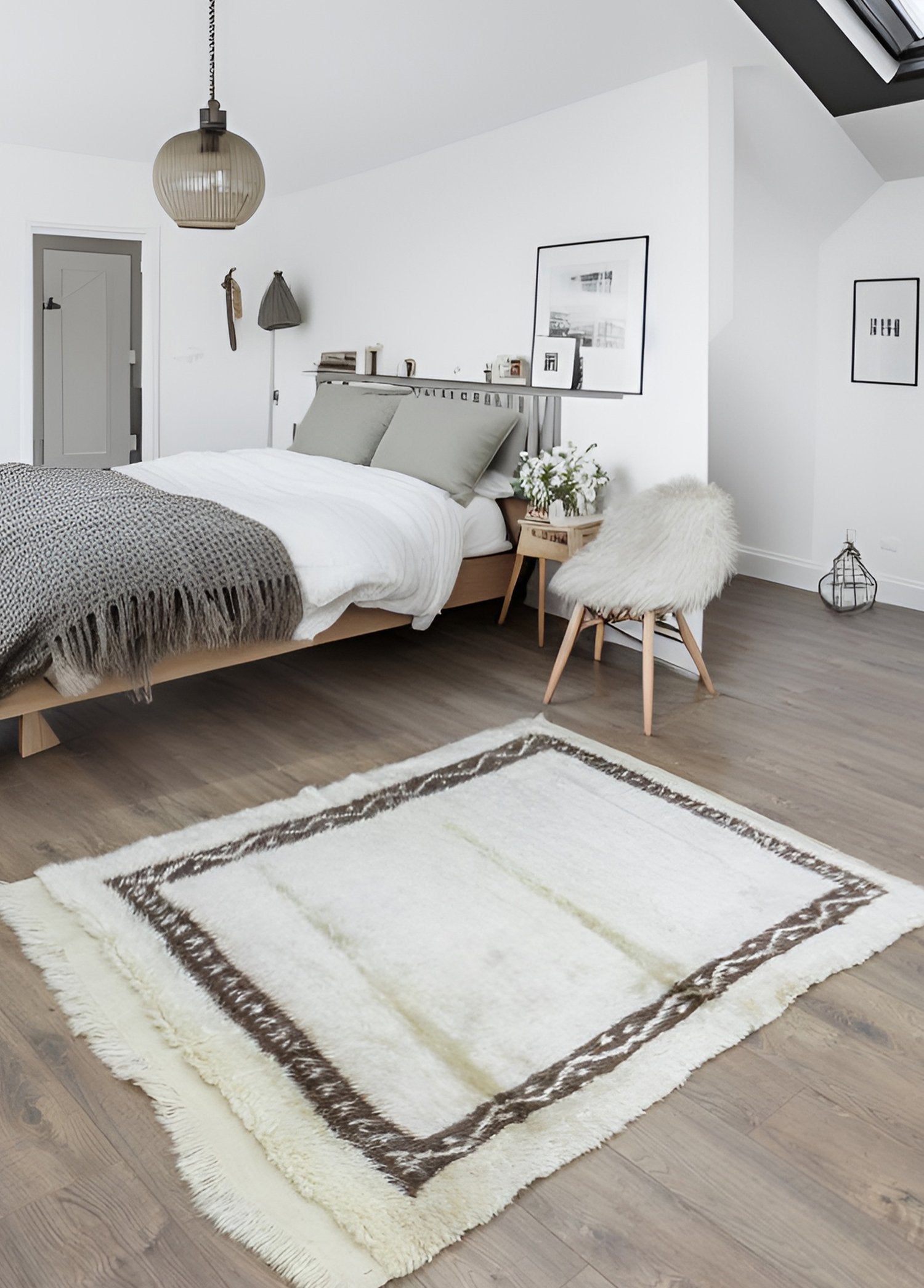 Soho Antiq-Mayar Bordürlü Natural Shaggy Halı 131x170 Cm-Halı-2-Milagron.com