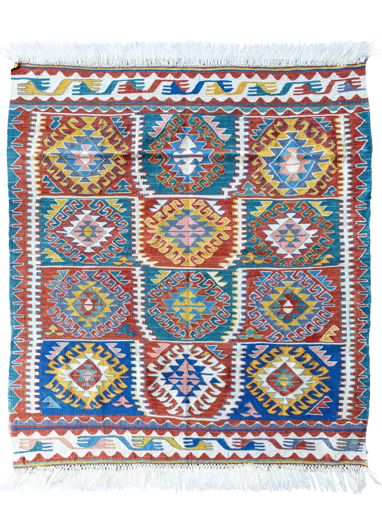 Soho Antiq-Mimoza Etnik Desenli El Dokuma Yün Kavak Kilim 111x125 Cm-Halı-1-Milagron.com