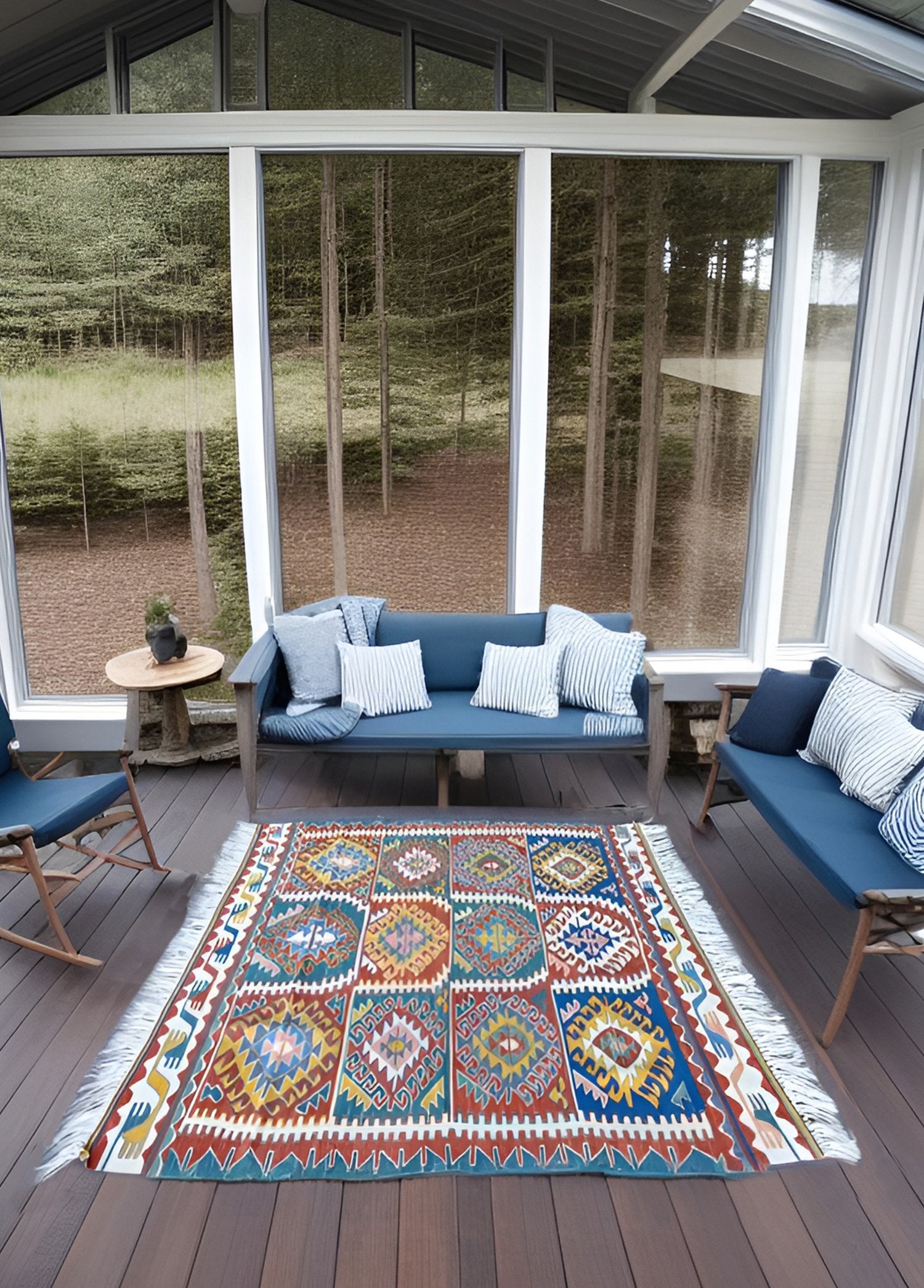 Soho Antiq-Mimoza Etnik Desenli El Dokuma Yün Kavak Kilim 111x125 Cm-Halı-2-Milagron.com