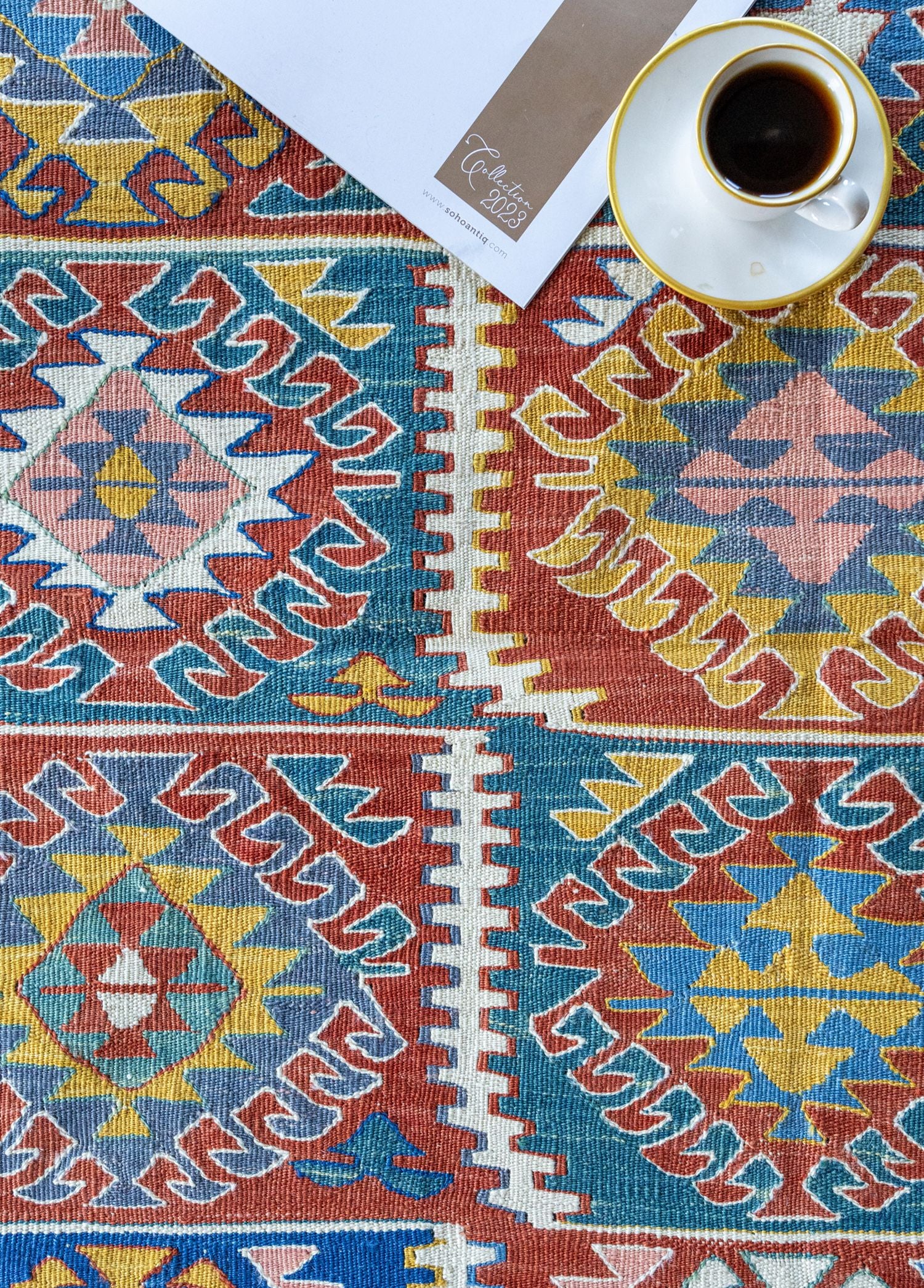 Soho Antiq-Mimoza Etnik Desenli El Dokuma Yün Kavak Kilim 111x125 Cm-Halı-3-Milagron.com