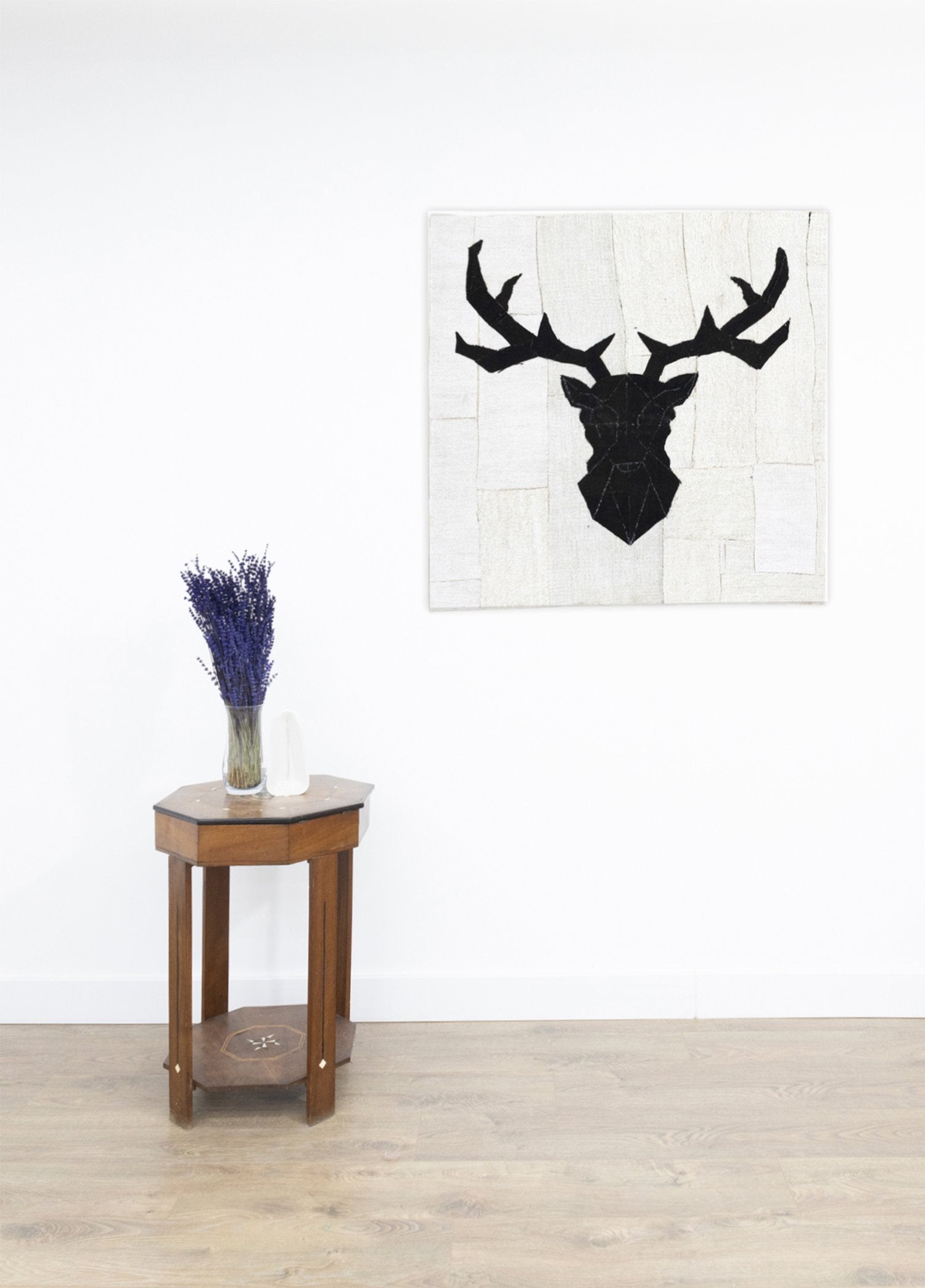 Soho Antiq-Nigora Geyik Figürlü El Dokuma Halı Tablosu 90x90 Cm-Halı-2-Milagron.com