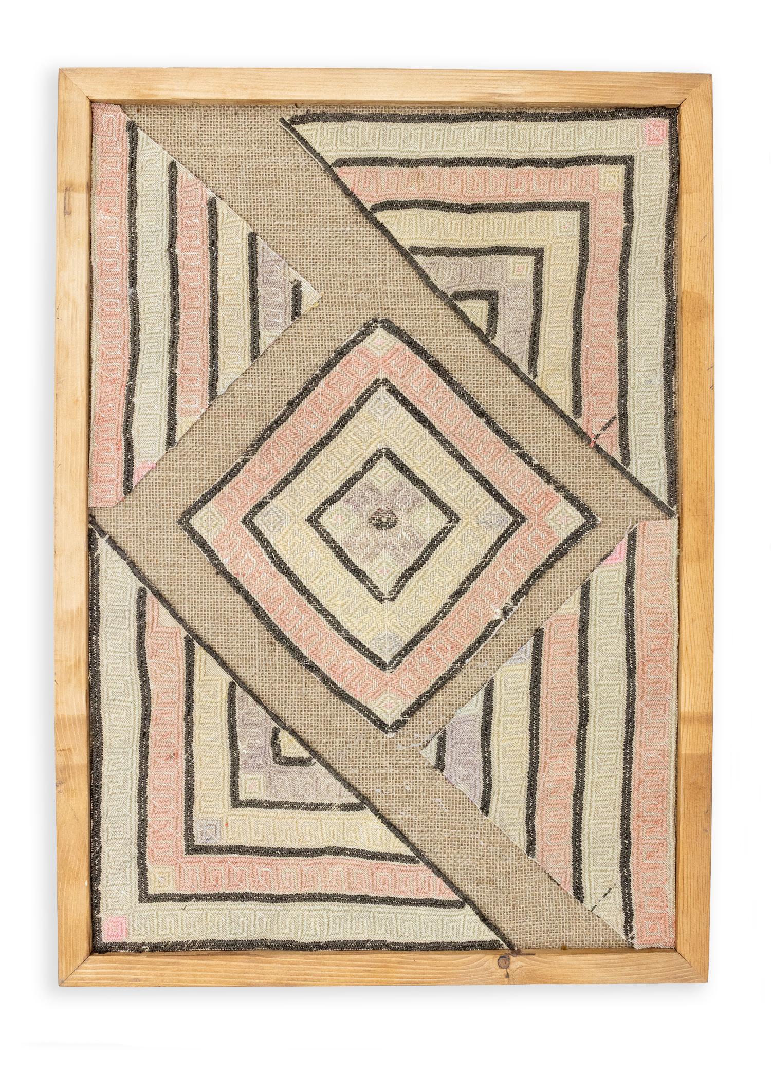 Soho Antiq-Perni Geometrik Halı Motifli Duvar çerçevesi 70x50 Cm-Halı-1-Milagron.com