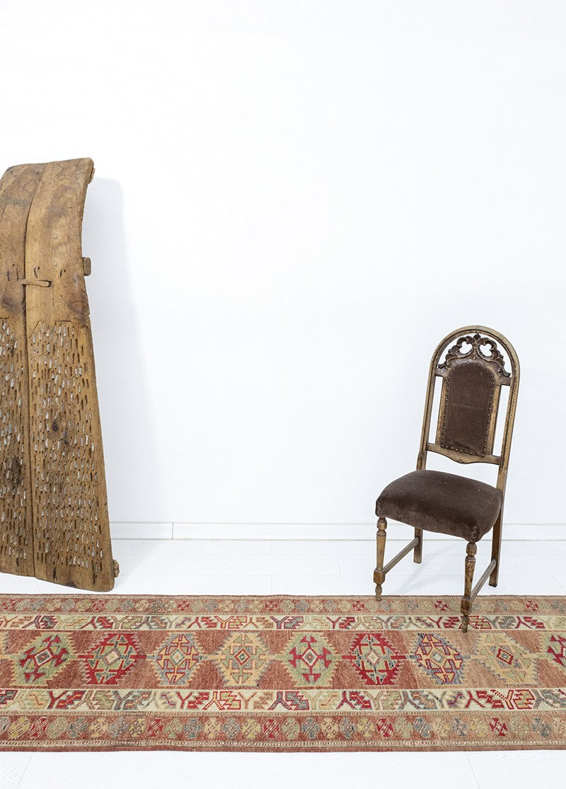 Soho Antiq-Piravi Geometrik Abrajlı El Dokuma Yün Yolluk 83x413 Cm-Halı-2-Milagron.com