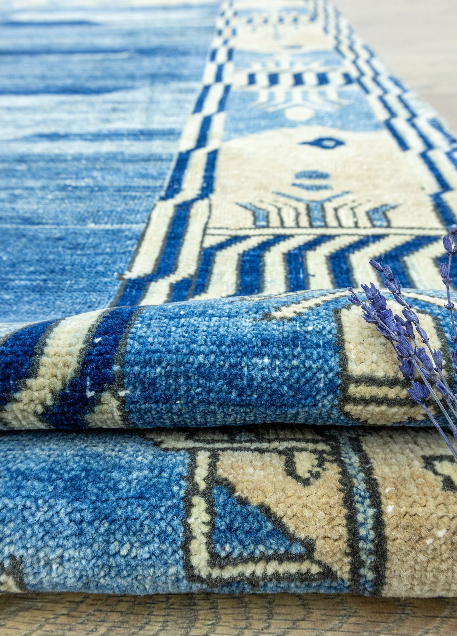 Soho Antiq-Ravil Modern Abrajlı El Dokuma Mavi Halı 178x230 Cm-Halı-4-Milagron.com