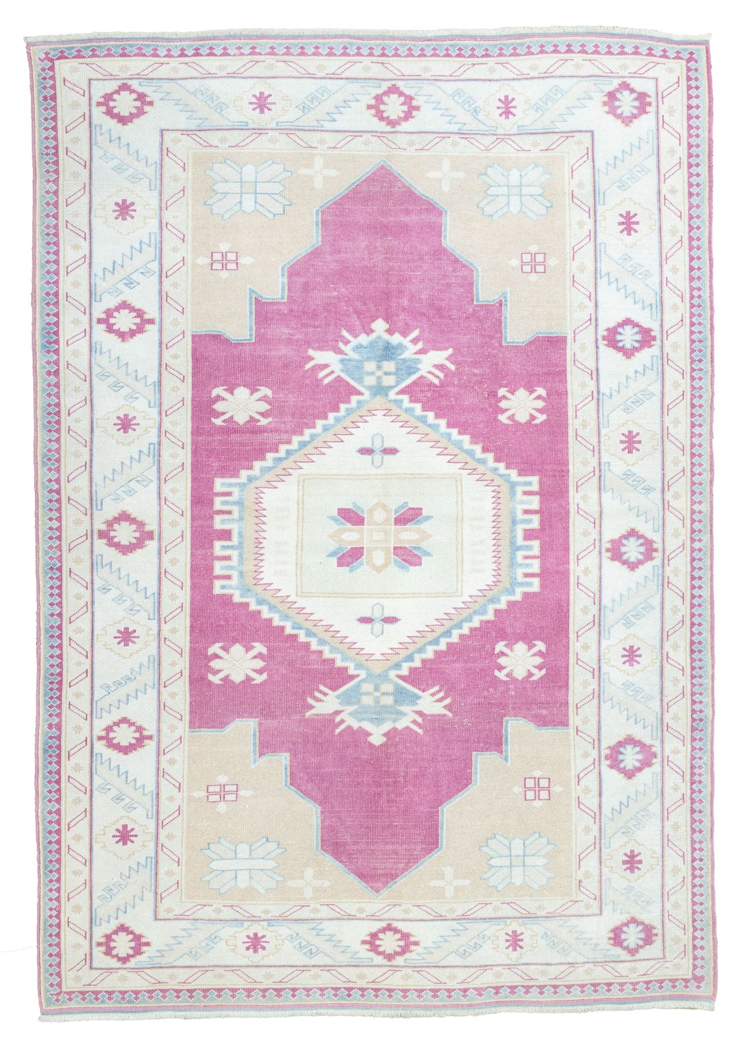 Soho Antiq-Rohit Rustik El Dokuma Pembe Yün Halı 193x272 Cm-Halı-1-Milagron.com