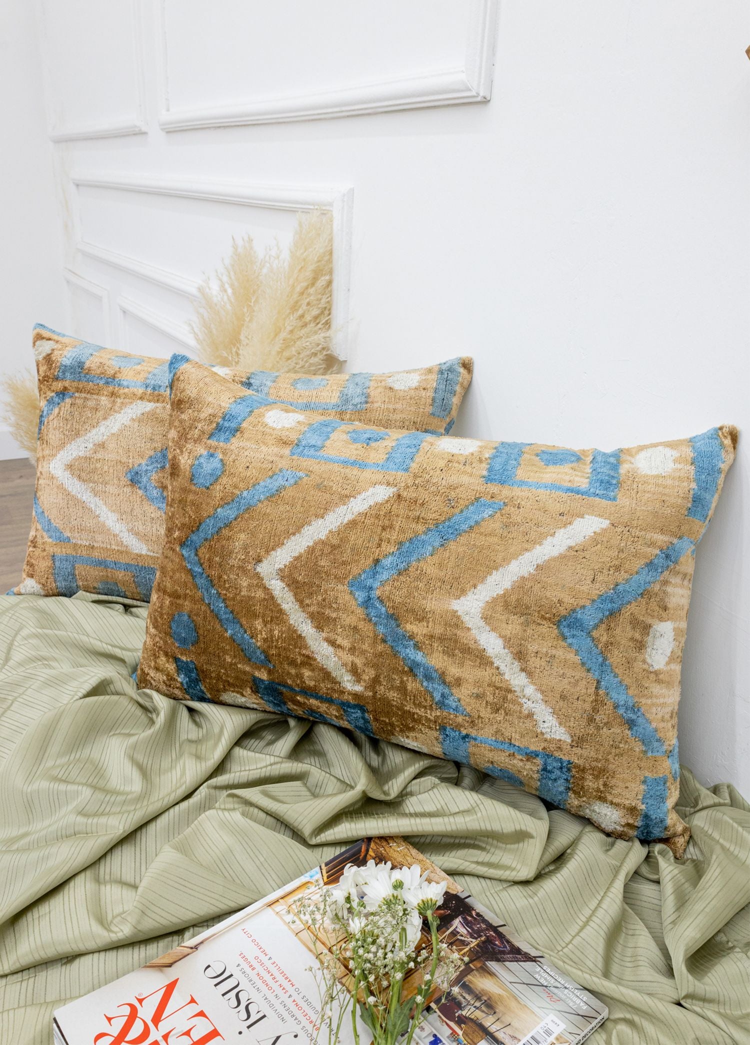 Soho Antiq-Sanna Geometrik Desenli Kadife Kırlent 40x60 Cm-Yastık-2-Milagron.com