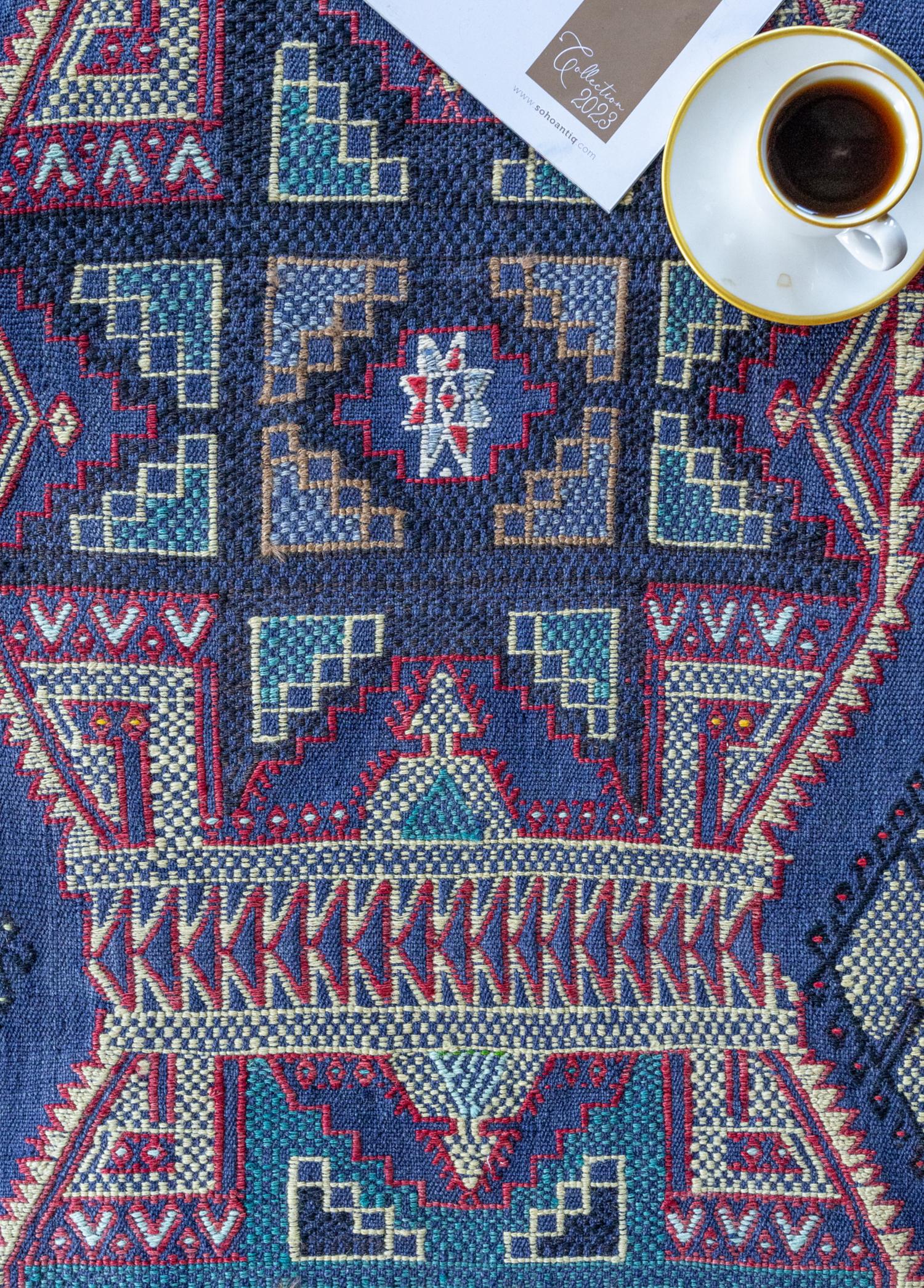 Soho Antiq-Sara Yıldız Desenli El Dokuma Cicim Yün Kilim 134x178 Cm-Halı-3-Milagron.com