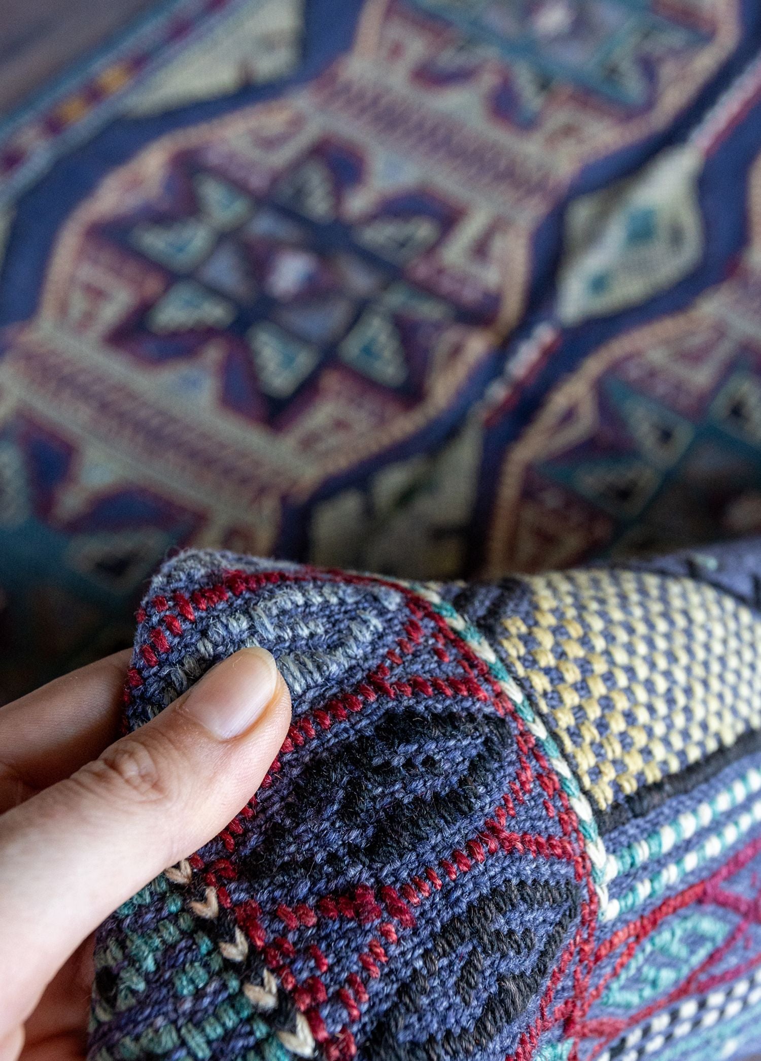 Soho Antiq-Sara Yıldız Desenli El Dokuma Cicim Yün Kilim 134x178 Cm-Halı-4-Milagron.com