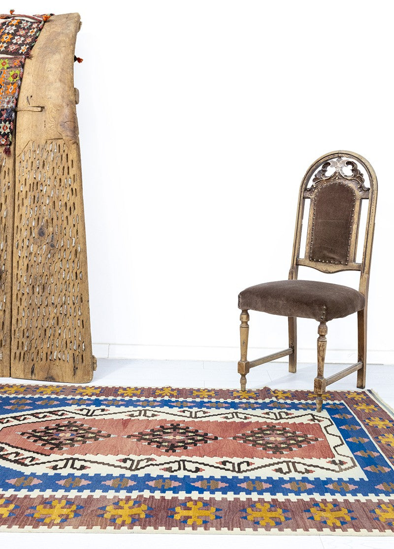 Soho Antiq-Simenit Vintage Rustik Mihraplı Yün Kilim 113x183 Cm-Halı-2-Milagron.com