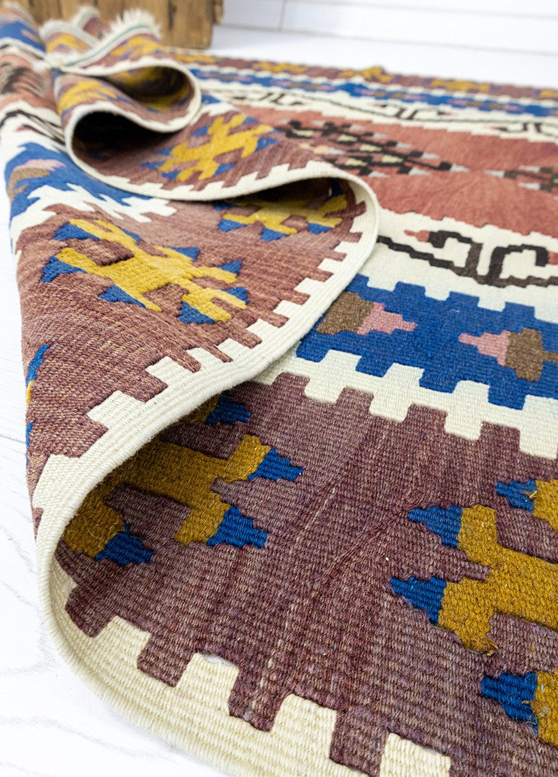 Soho Antiq-Simenit Vintage Rustik Mihraplı Yün Kilim 113x183 Cm-Halı-5-Milagron.com