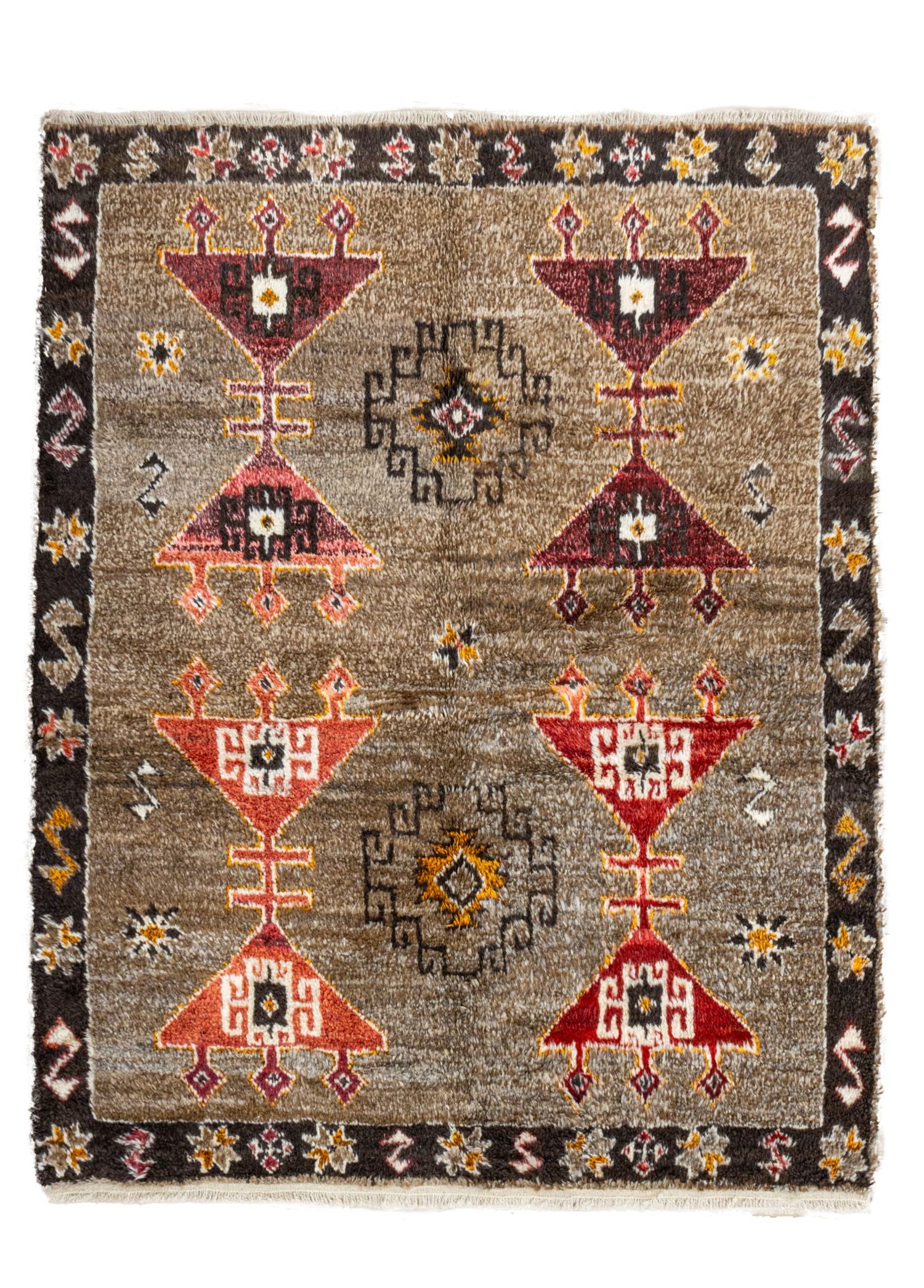 Soho Antiq-Tagged İlkel Desenli Shaggy Yün Halı 152x191 Cm-Halı-1-Milagron.com