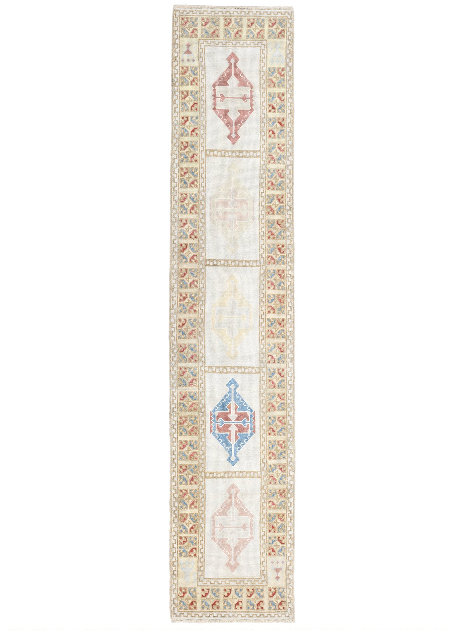 Soho Antiq-Tıraz Bordür Desenli El Dokuma Uşak Yolluk 81x408 Cm-Halı-1-Milagron.com