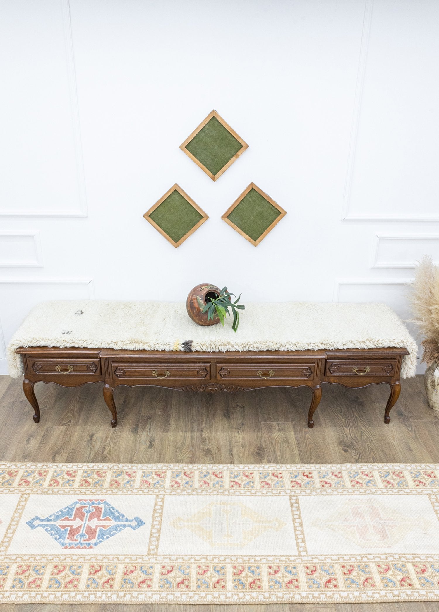 Soho Antiq-Tıraz Bordür Desenli El Dokuma Uşak Yolluk 81x408 Cm-Halı-2-Milagron.com