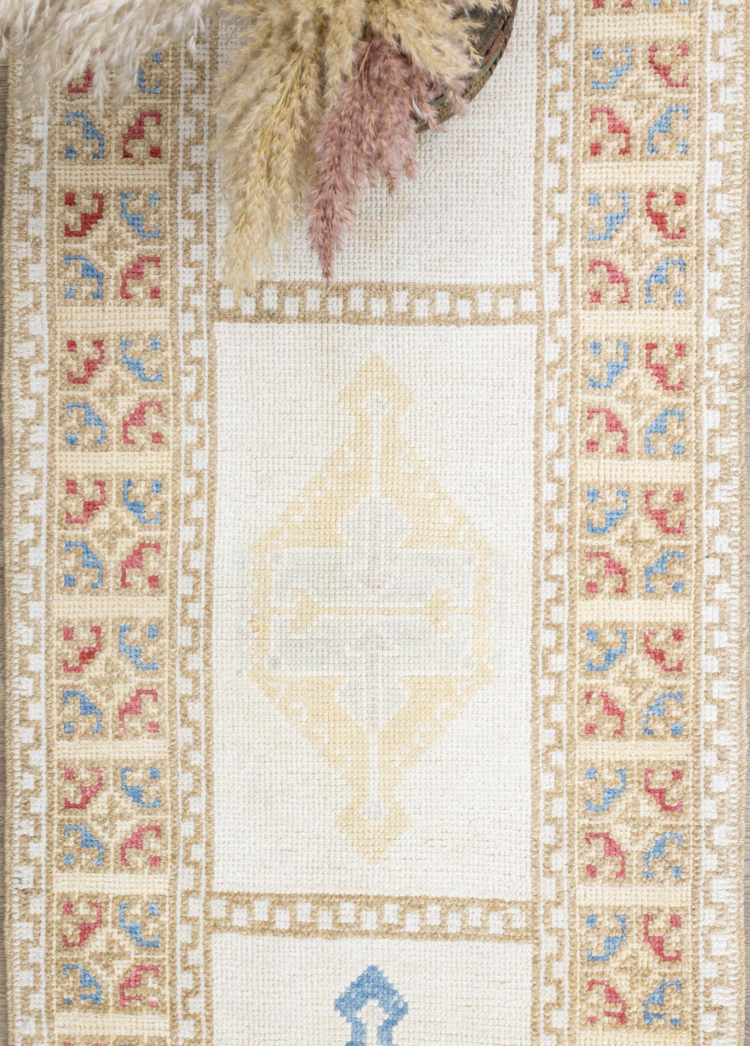 Soho Antiq-Tıraz Bordür Desenli El Dokuma Uşak Yolluk 81x408 Cm-Halı-4-Milagron.com