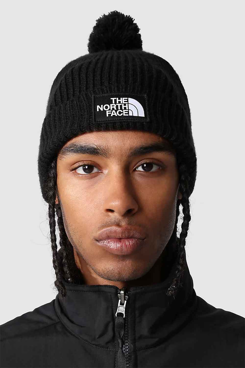 The North Face-TNF Logo Box Pom Beanie Black-Şapka-1-Milagron.com