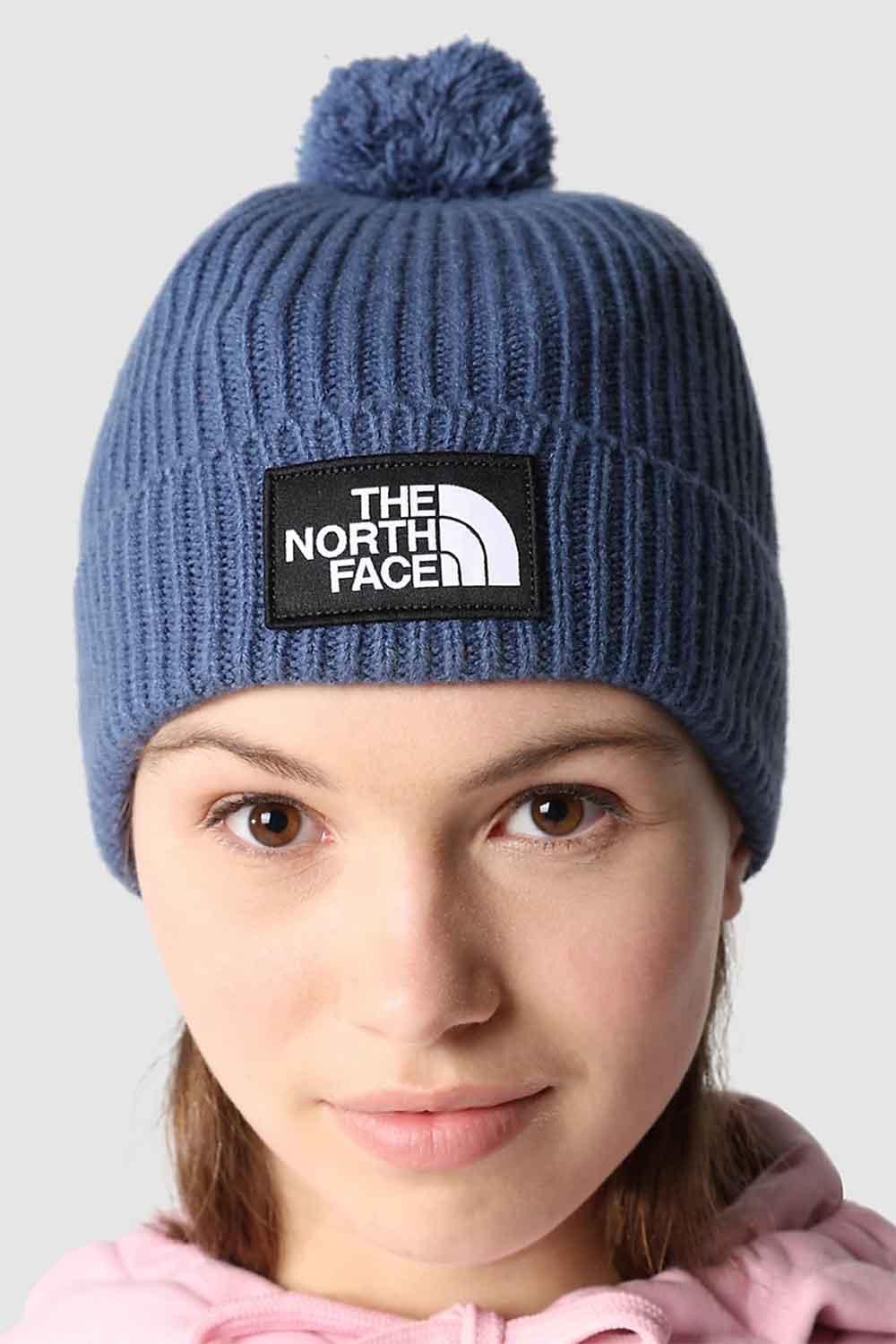 The North Face-TNF Logo Box Pom Beanie Shady Blue-Şapka-3-Milagron.com
