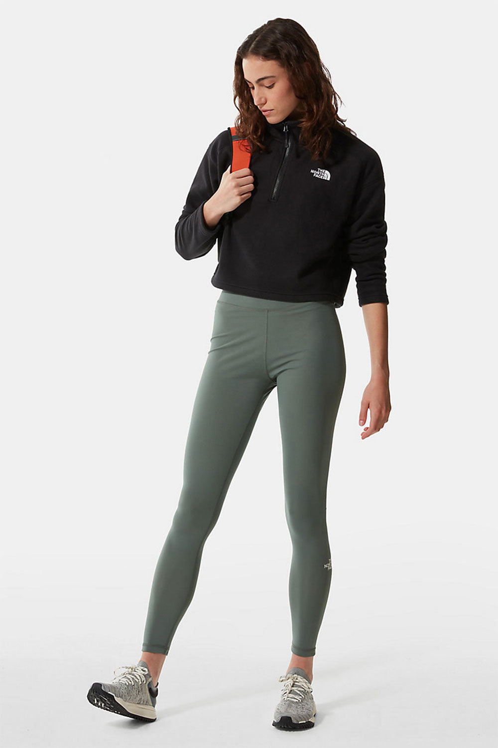 The North Face-Women 100 Glacier Cropped 1/4 Zip Black-Sweatshirts & Hoodies-2-Milagron.com