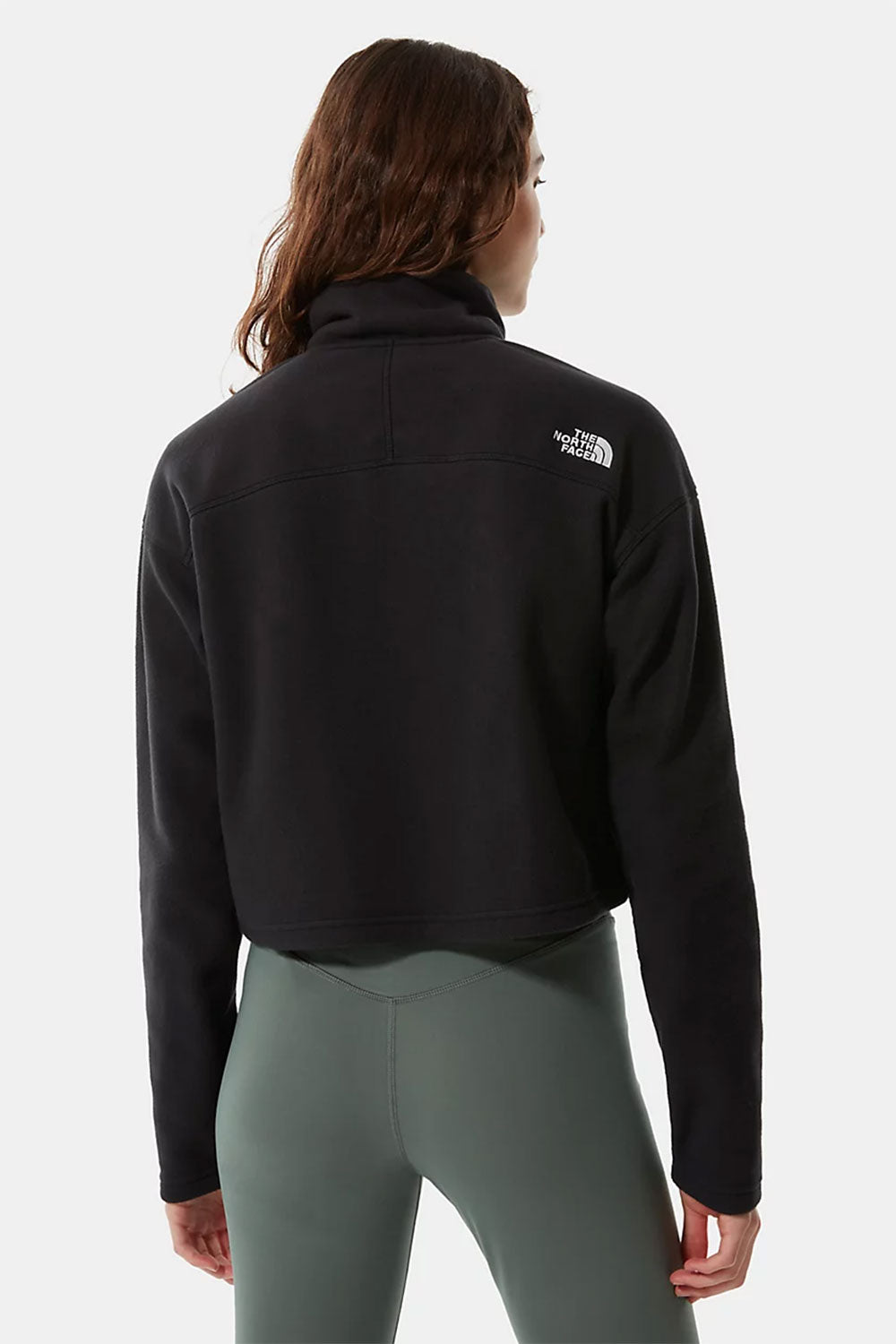 The North Face-Women 100 Glacier Cropped 1/4 Zip Black-Sweatshirts & Hoodies-3-Milagron.com