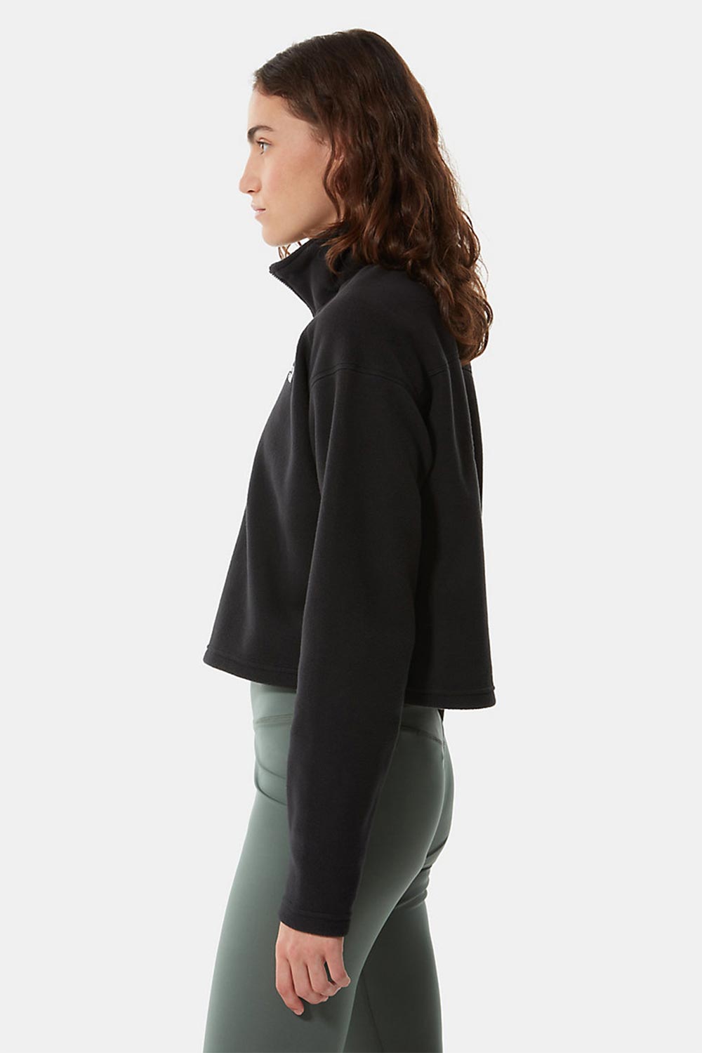 The North Face-Women 100 Glacier Cropped 1/4 Zip Black-Sweatshirts & Hoodies-4-Milagron.com