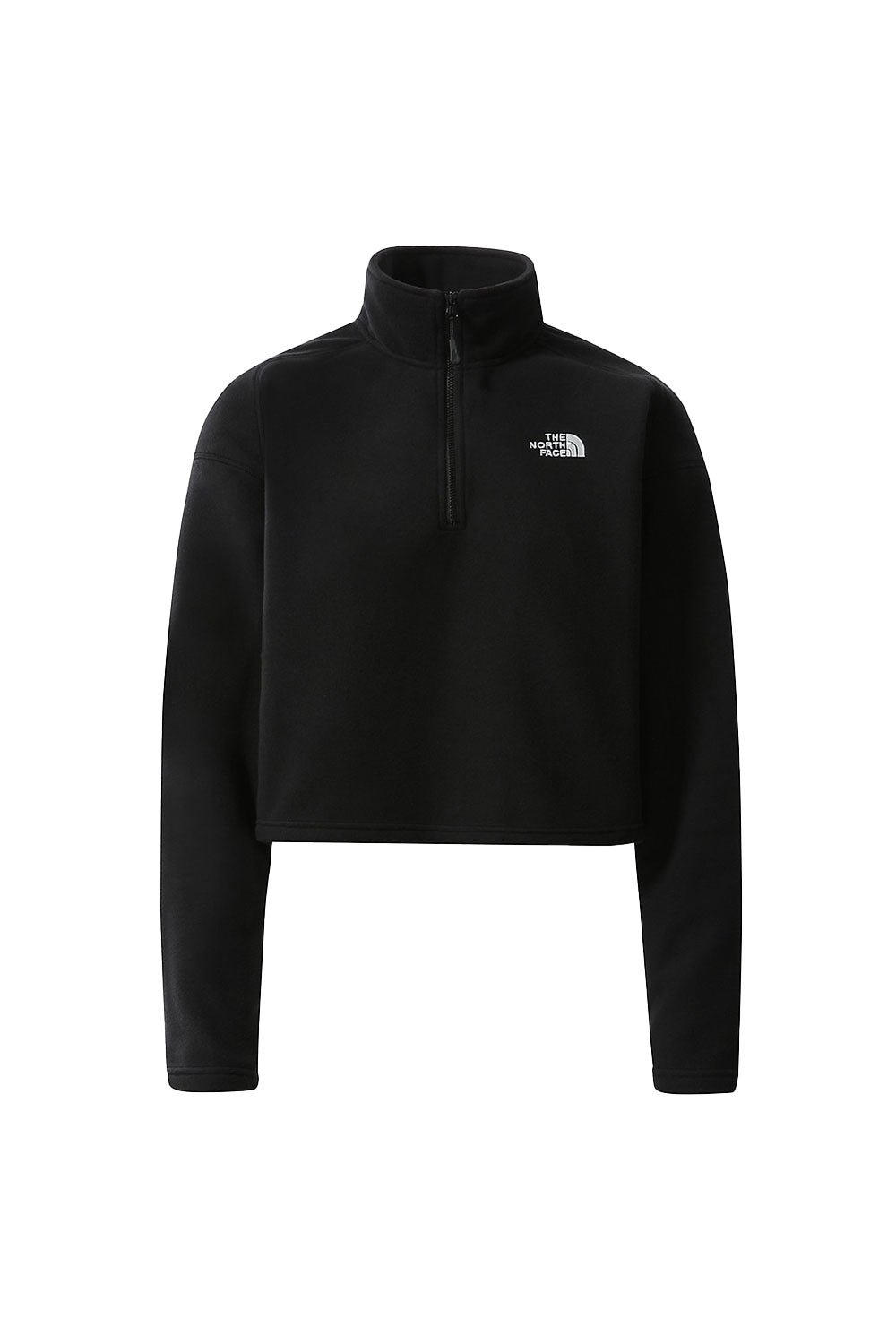 The North Face-Women 100 Glacier Cropped 1/4 Zip Black-Sweatshirts & Hoodies-9-Milagron.com