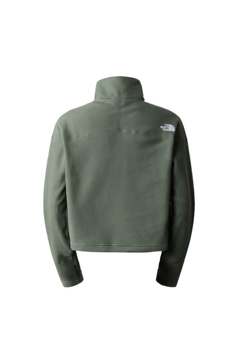 The North Face-Women 100 Glacier Cropped 1/4 Zip Thyme-Sweatshirts & Hoodies-2-Milagron.com