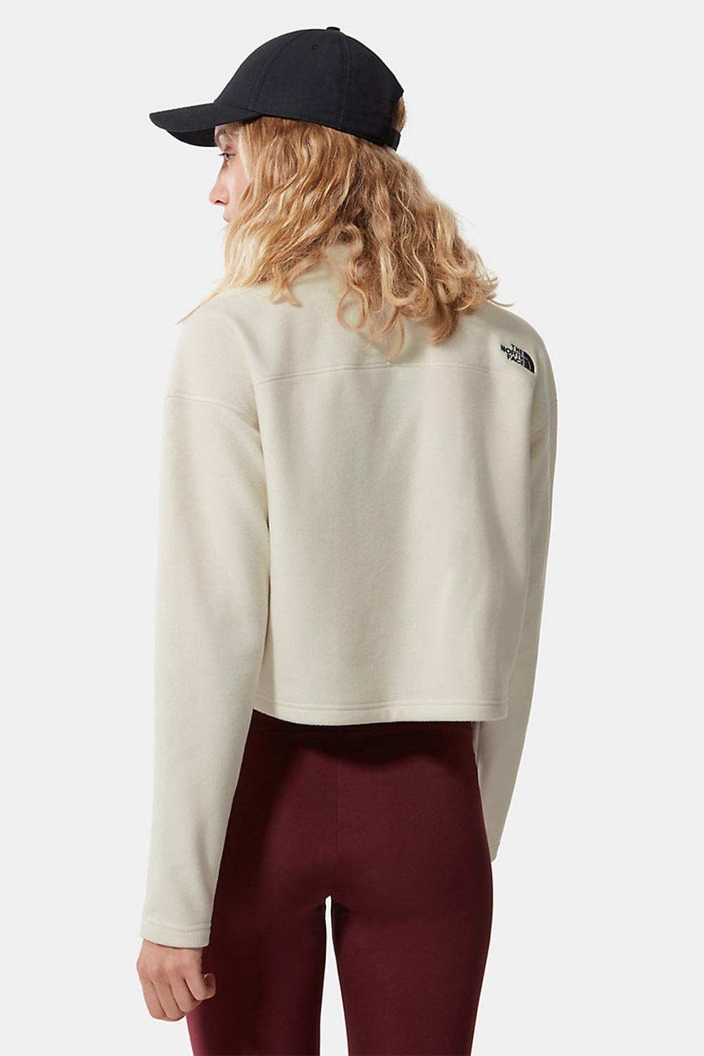 The North Face-Women 100 Glacier Cropped 1/4 Zip White-Sweatshirts & Hoodies-3-Milagron.com